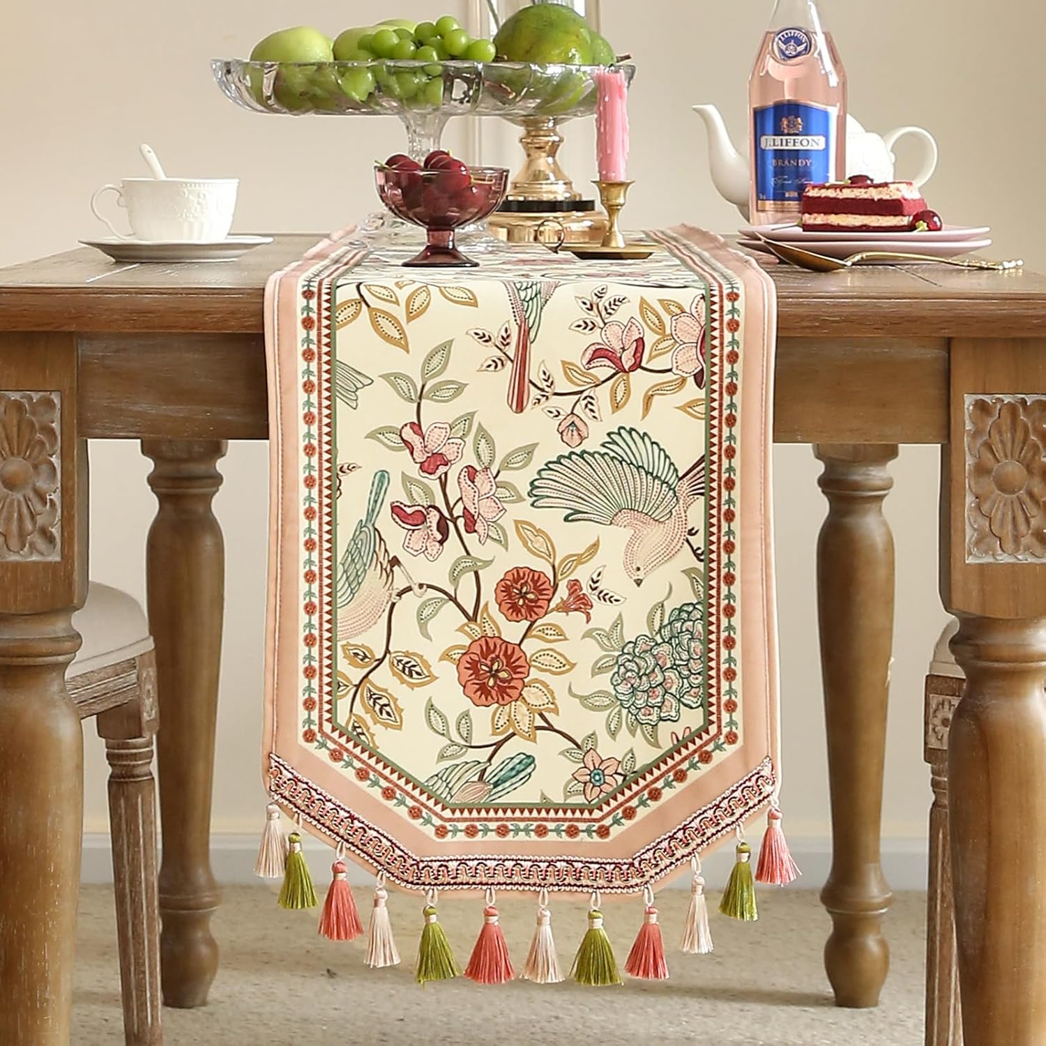 Camino de mesa francés de terciopelo para el hogar, cocina, comedor, decoración, fiestas, cenas familiares, bodas, 12 x 87 pulgadas