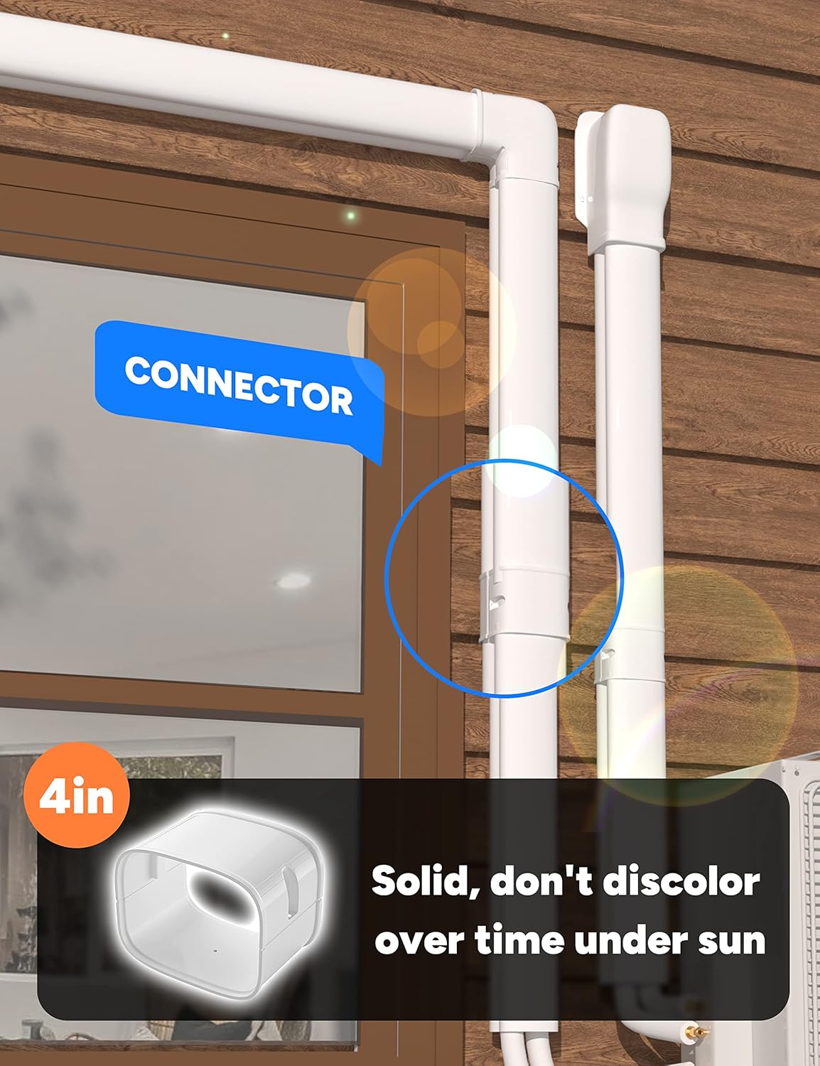 Toutgood Kit de cubierta de conector de acoplador de 4 pulgadas, accesorios para acondicionadores de aire sin conductos y bombas de calor, PP