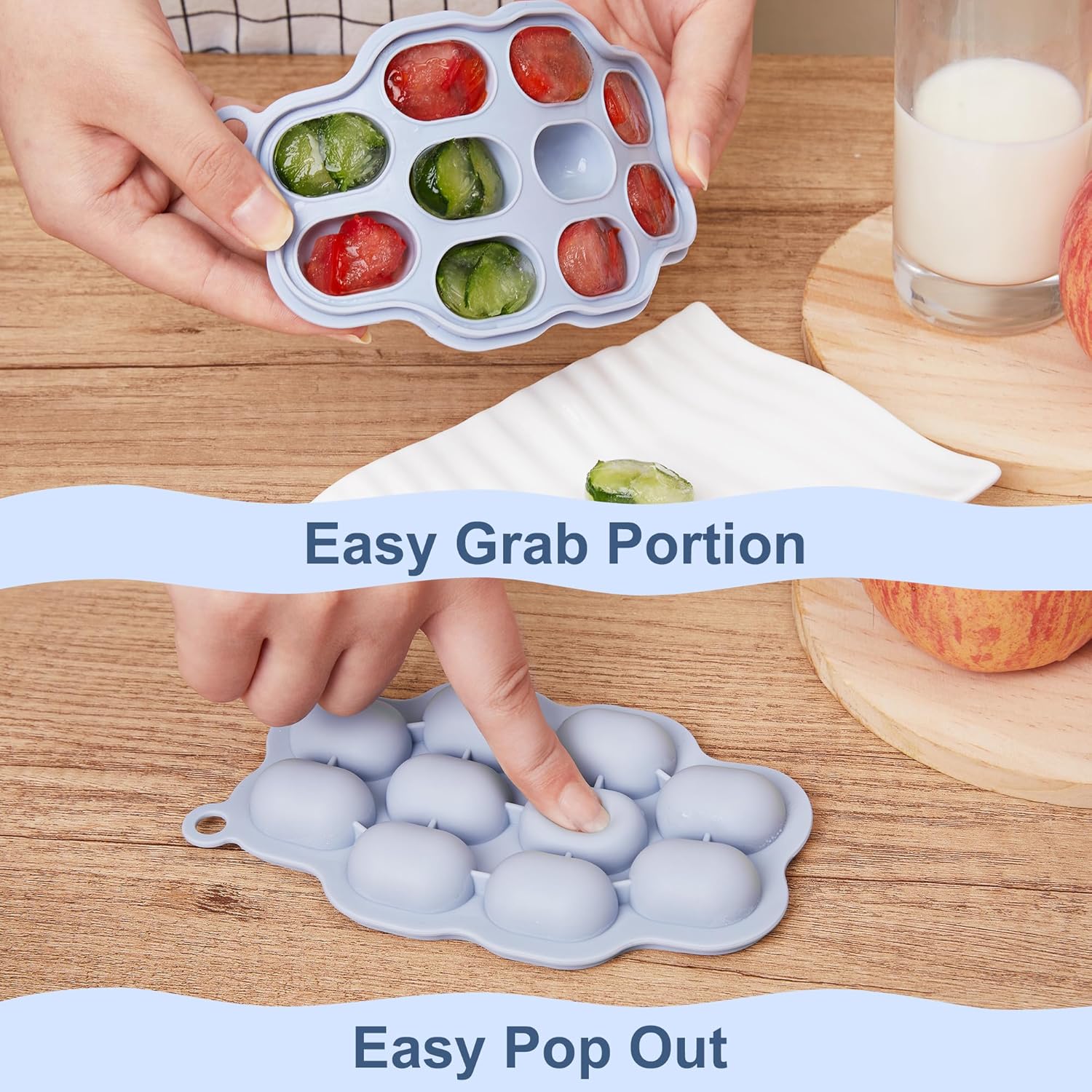KingKam – Moldes para paletas de leche materna (paquete de 3), bandeja de silicona para congelador, bandeja para alimentador de alimentos para