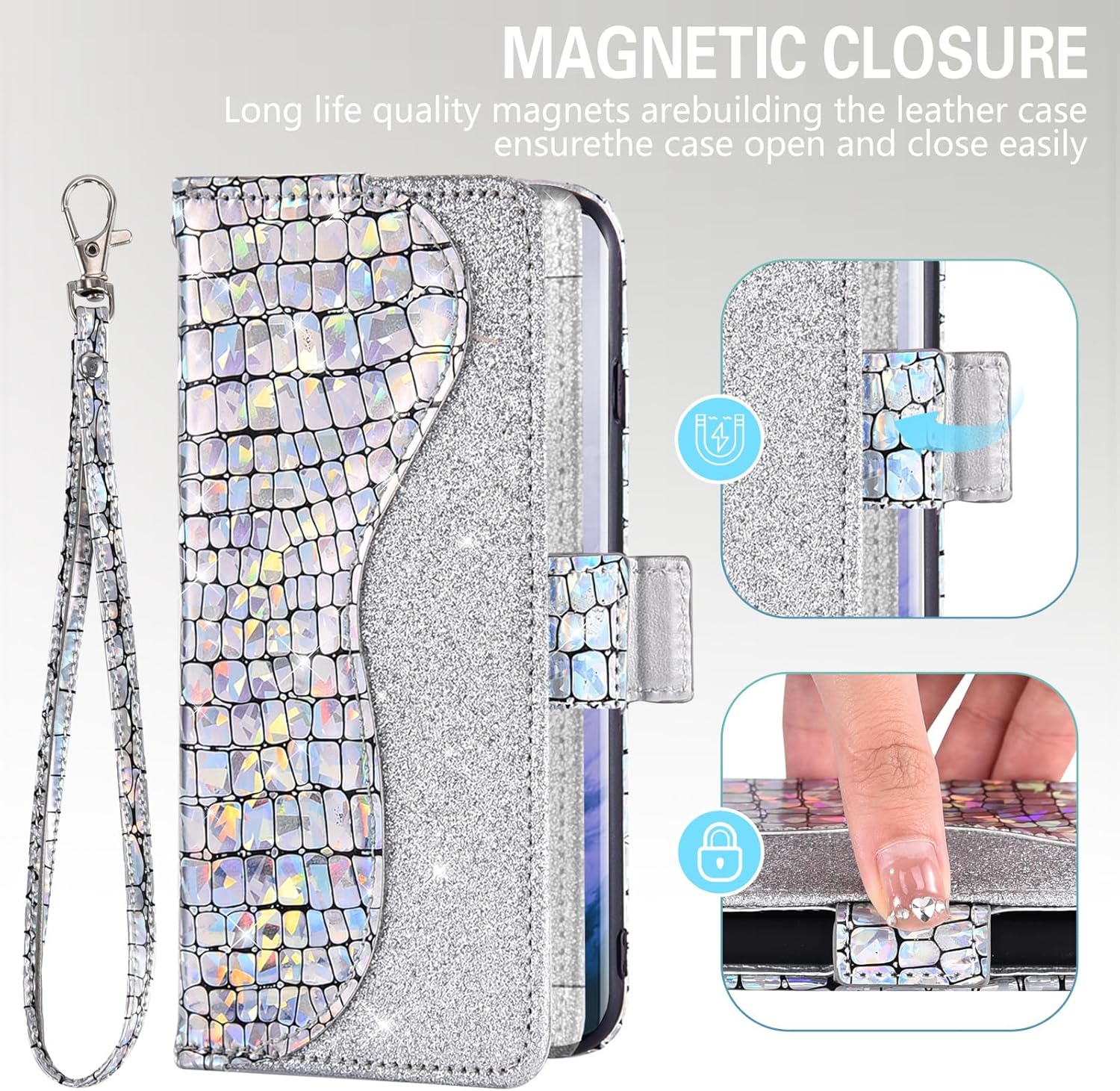 Asuwish Funda para teléfono para OnePlus 7 Pro con protector de pantalla y tarjetero con purpurina brillante para OnePlus7Pro 5G One Plus 1+7 1Plus