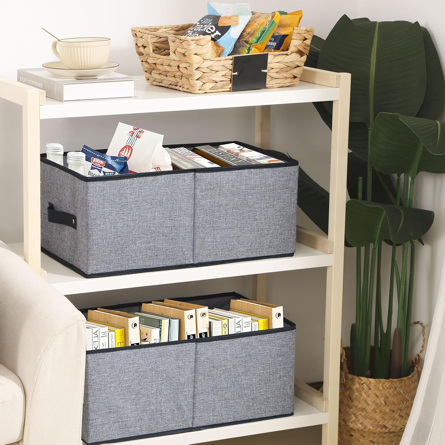 Contenedores de almacenamiento para ropa, 13 x 9.1 x 5.5 pulgadas, con asas, canastas de almacenamiento plegables, cajas de almacenamiento de tela