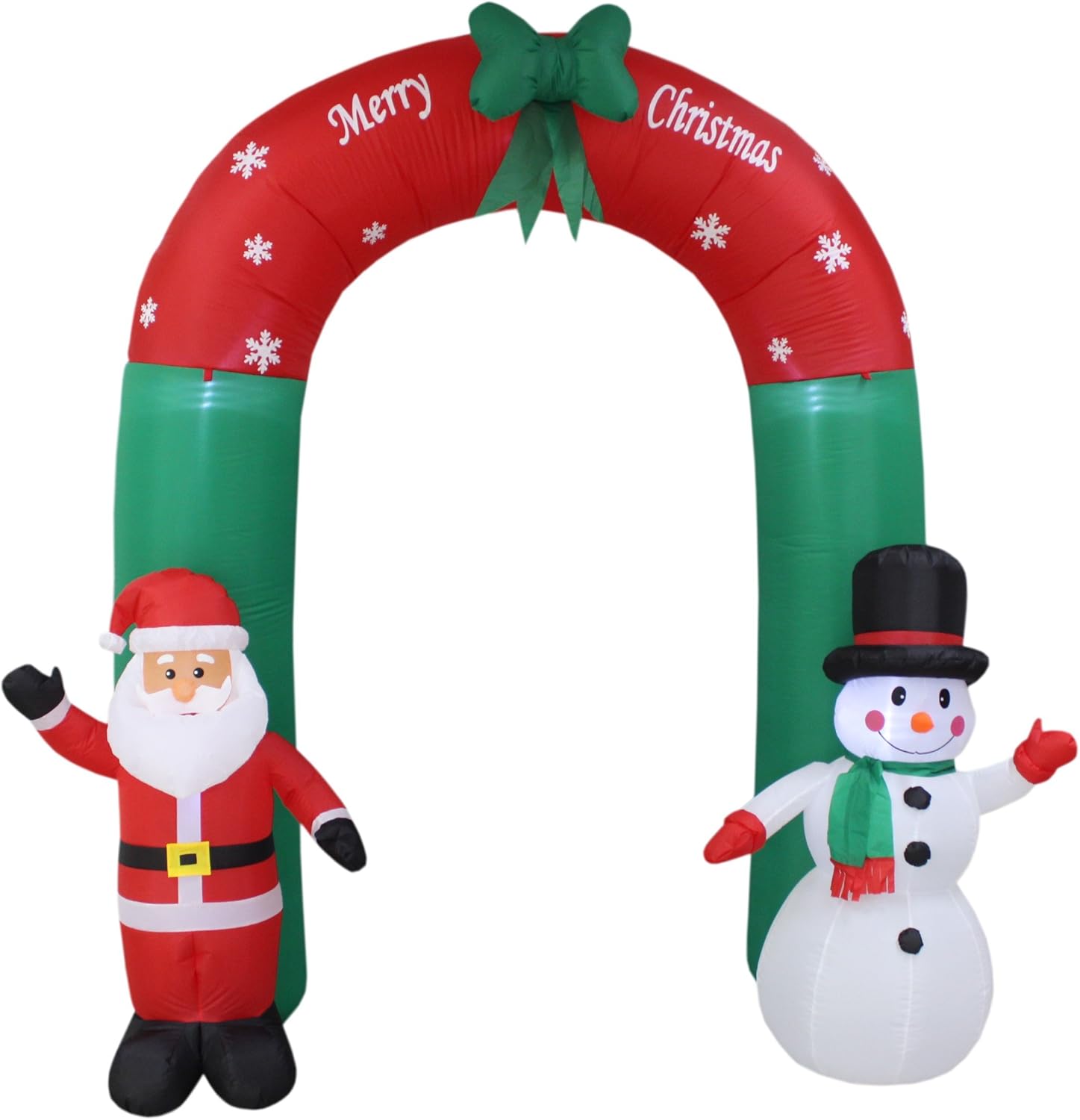 Arco inflable de Navidad iluminado de 8 pies de alto con arco de Papá Noel y muñeco de nieve con lazo luces LED para decoración de patio
