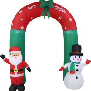 Arco inflable de Navidad iluminado de 8 pies de alto con arco de Papá Noel y muñeco de nieve con lazo luces LED para decoración de patio Arco inflable de Navidad iluminado de 8 pies de alto con arco de Papá Noel y muñeco de nieve con lazo luces LED para decoración de patio