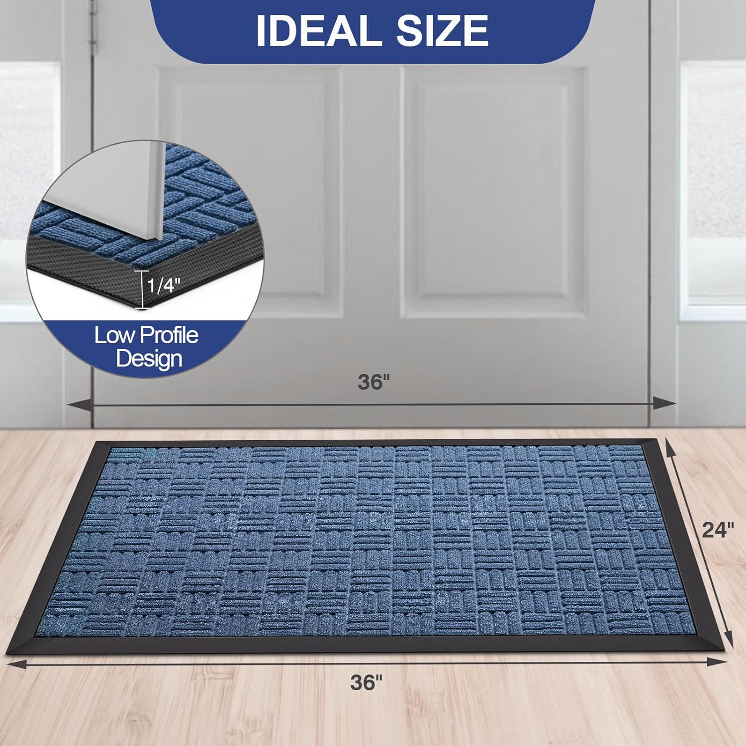 Mibao Tapete para puerta delantera, resistente y duradero, tapete de bienvenida para interiores y exteriores, atrapador de suciedad, impermeable,