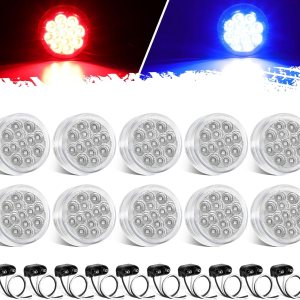 Partsam 10 luces de marcador LED redondas de 2.5 pulgadas, luces laterales rojas a luces auxiliares azules para remolque, camión, camioneta, Partsam 10 luces de marcador LED redondas de 2.5 pulgadas, luces laterales rojas a luces auxiliares azules para remolque, camión, camioneta,