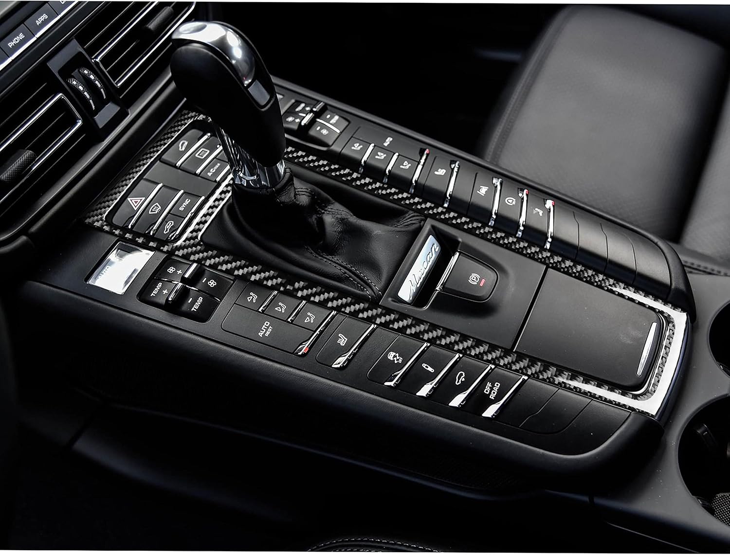 OZEQO Carbon Fiber Car Gearshift Panel Decorative Stickers, Fit for Porsche MACAN 2014-2021 Interior Styling Accessories