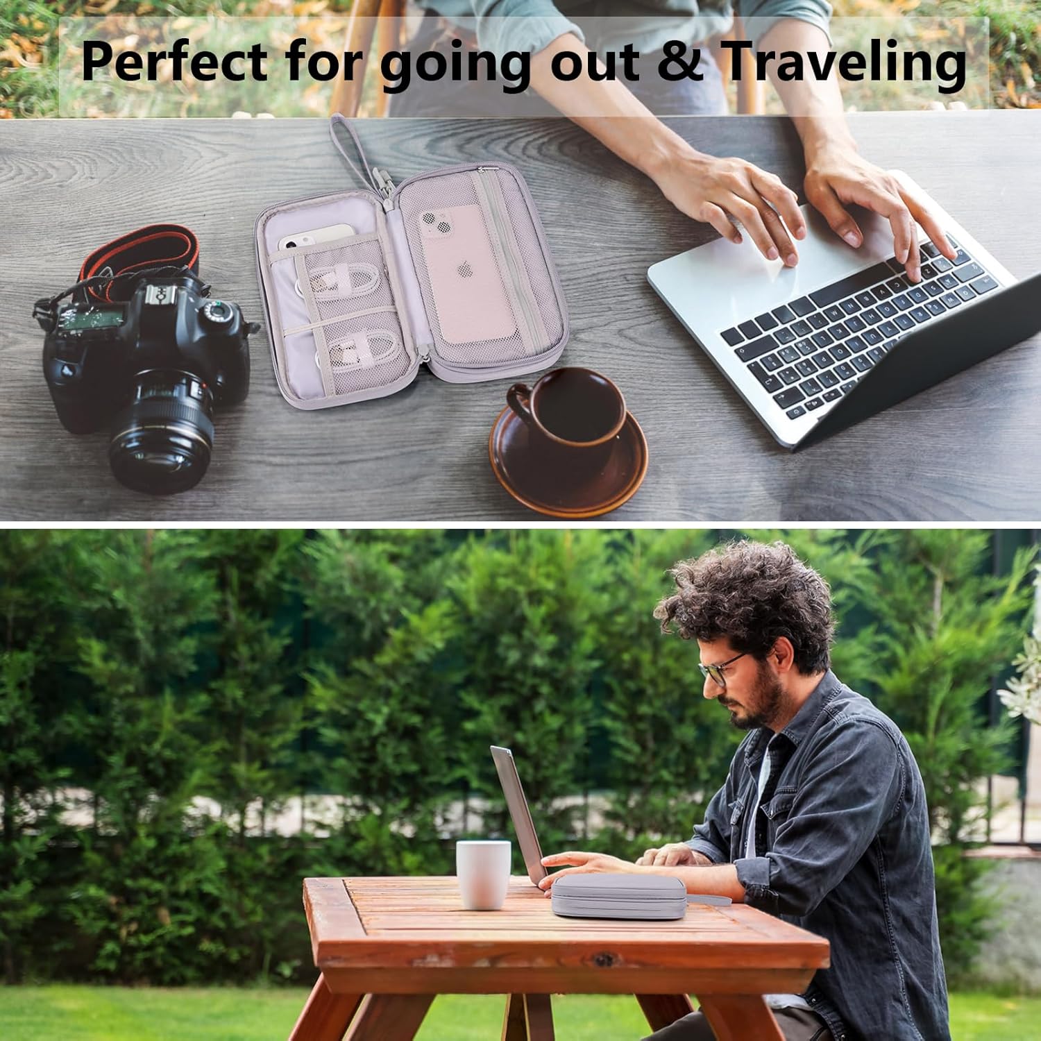 DDgro Organizador de viaje para cables, bolsa para organizar y almacenar electrónica, accesorios técnicos, cables, tarjetas, dinero y llaves, banco