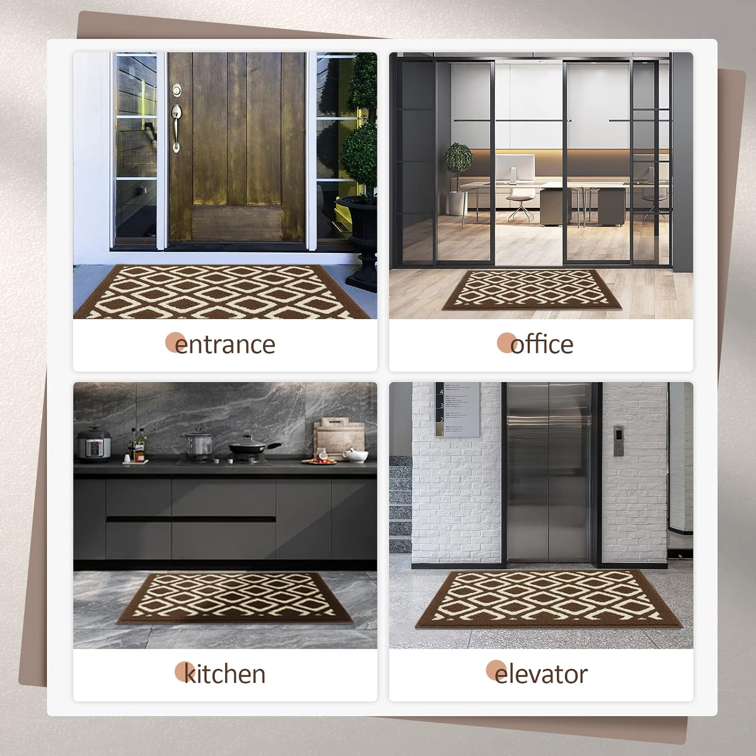 Tapetes para puertas de interiores, antideslizantes, absorbentes, resistentes a la suciedad, tapetes con patrón geométrico clásico para interiores,