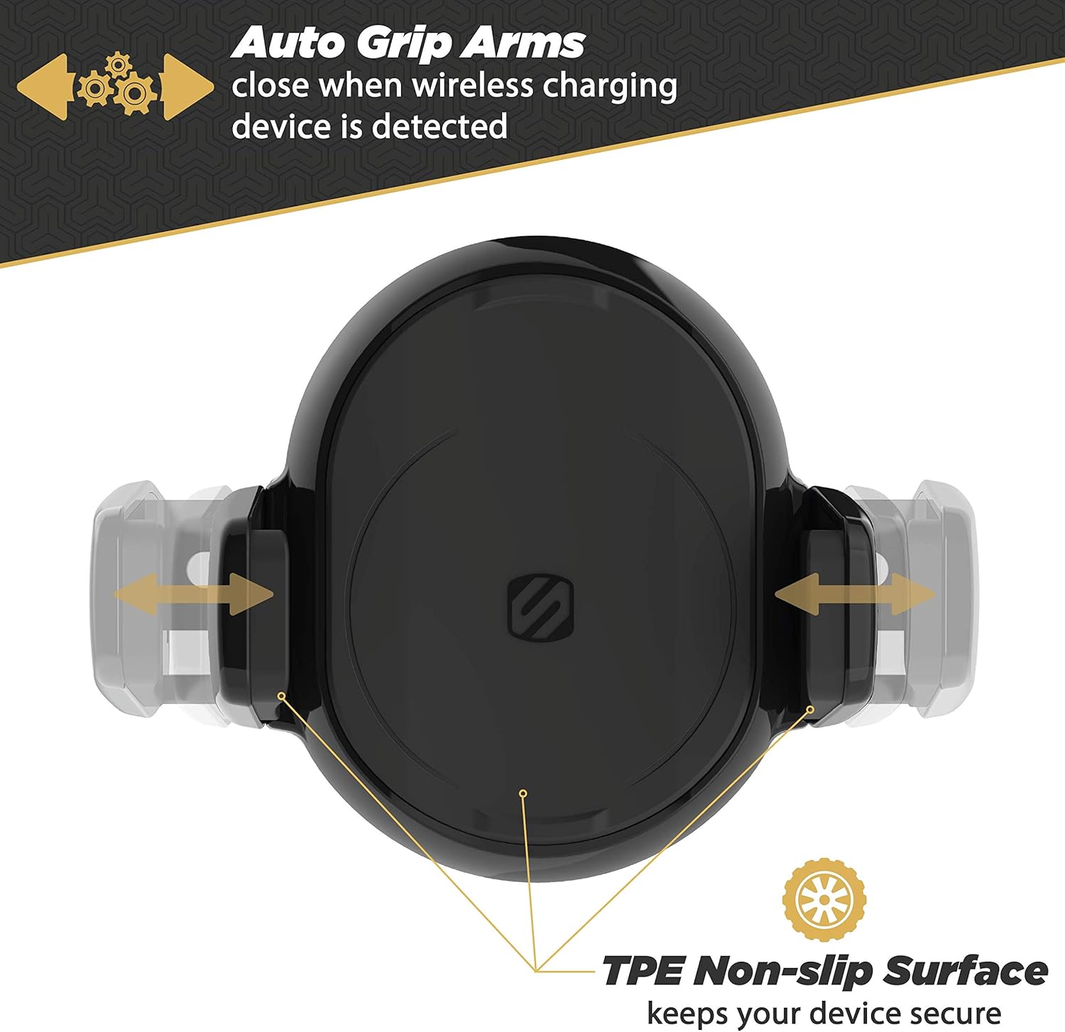 Scosche MGQWDDP-XTET MagicGrip Wireless Charging Double Pivot Windshield Dashboard Phone Mount for Car with Suction Cup, Black