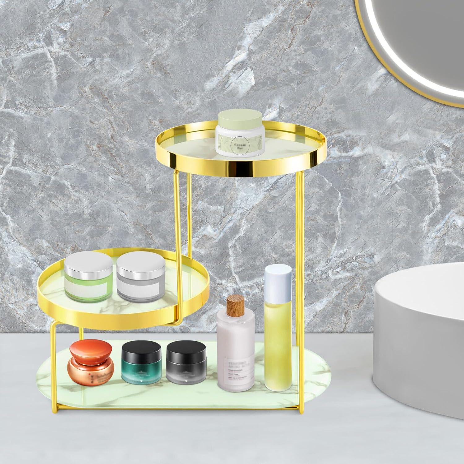 Organizador de baño para encimera, 3 niveles, estante de exhibición de cosméticos independiente, lápiz labial, estante de exhibición, organizador de