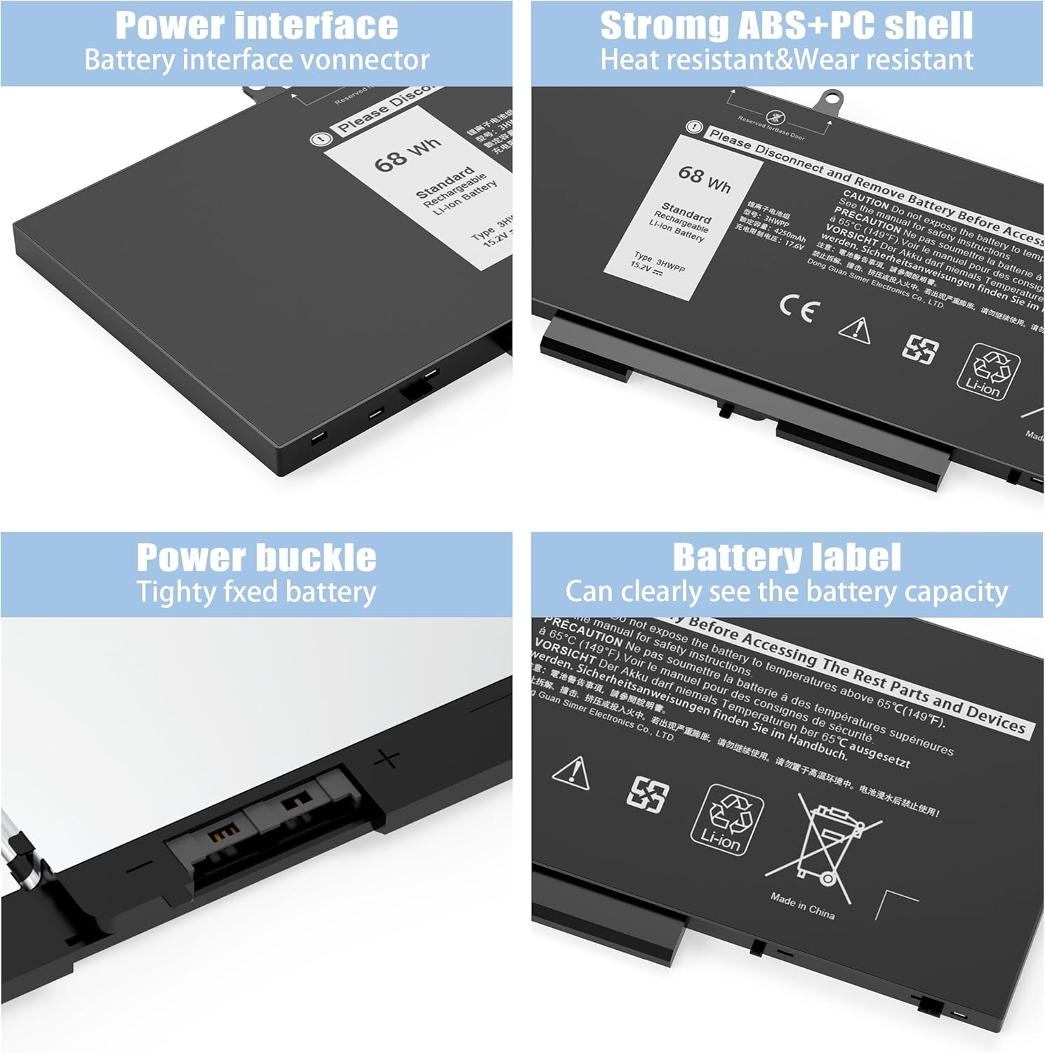Batería de repuesto para laptop Inspiron 7706 2 en 1, 17 75007506 2 en 1, color negro Dell Latitude 5401 5410 5411 5501 5510 5511 Precision 3541