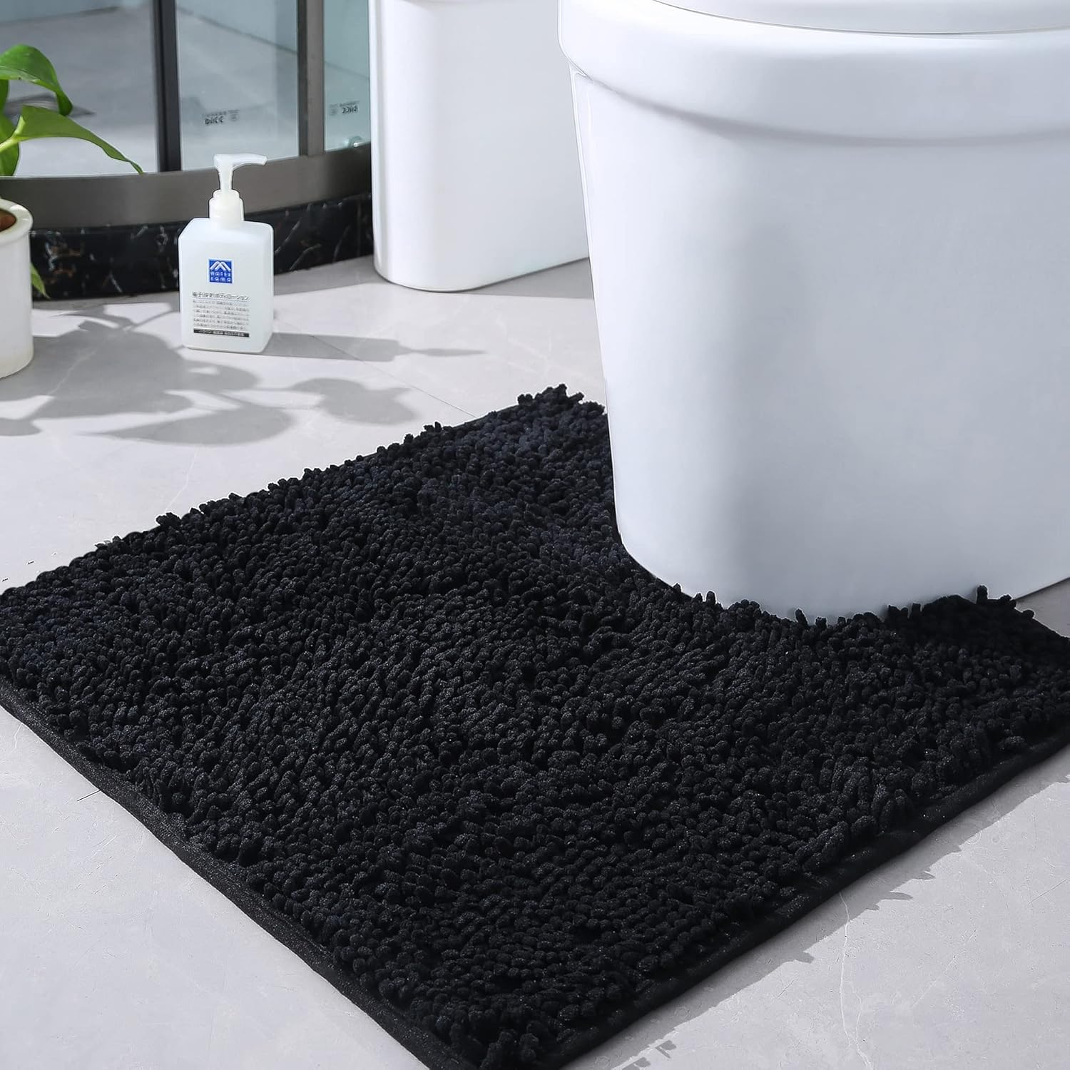 Alfombras de baño de felpilla en forma de U, extrasuaves y absorbentes, antideslizantes, de felpa lanuda para baño, lavable a máquina, alfombras de