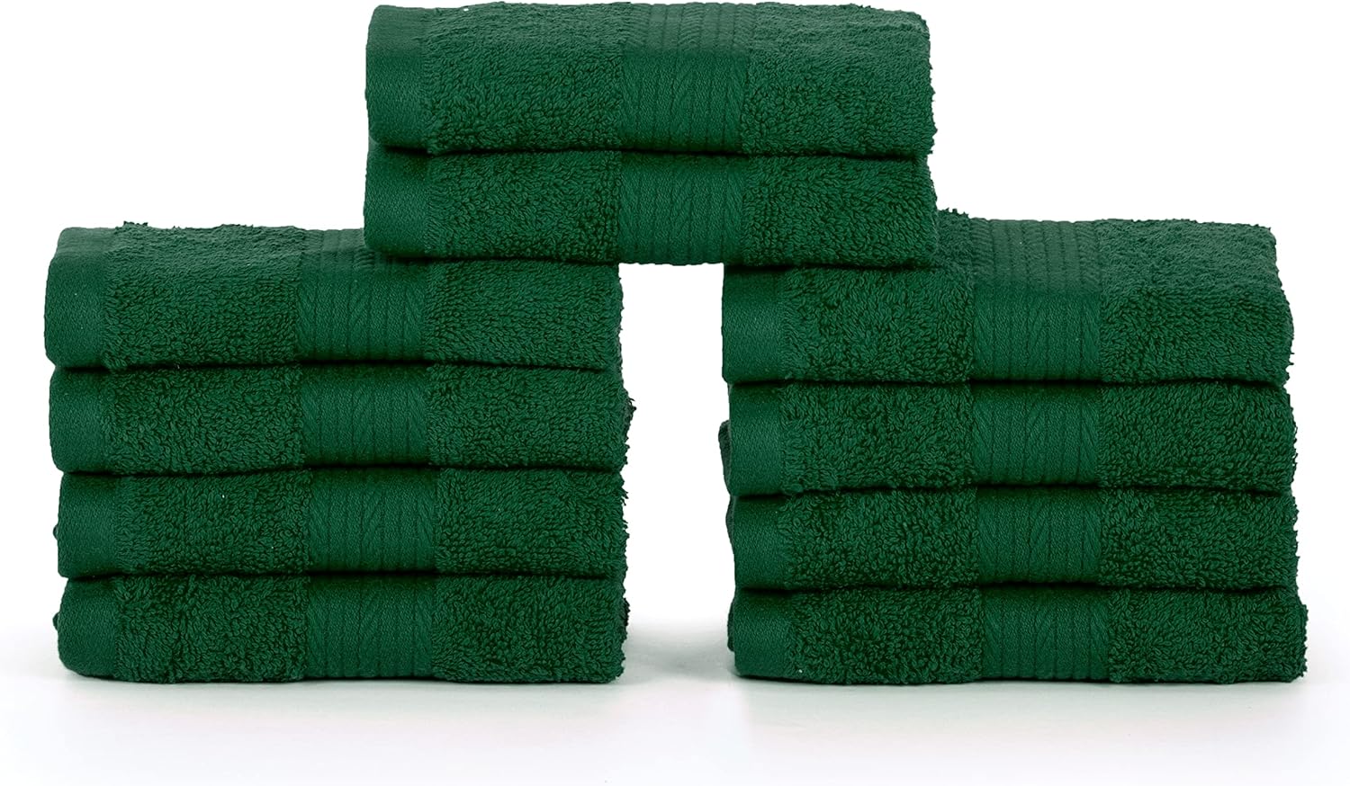 Paquete de 10 paños de 12 x 12 pulgadas, 100% algodón de 600 GSM, suaves, absorbentes y reutilizables, ideales para baño y tocador, color verde
