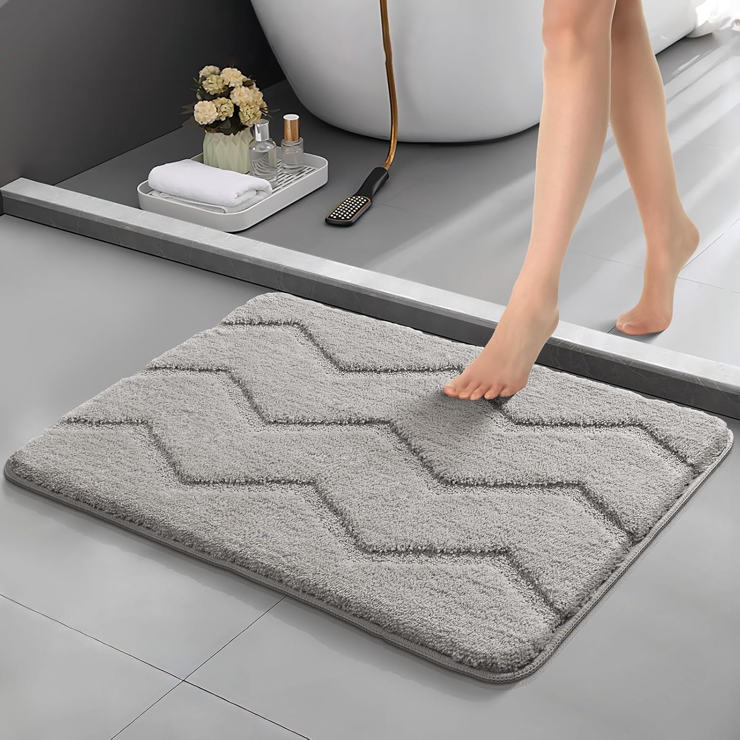 Alfombras de baño para baño, antideslizantes, ultra suaves, gruesas, para bañera, absorbente, para el suelo, de secado rápido, lavable a máquina, de