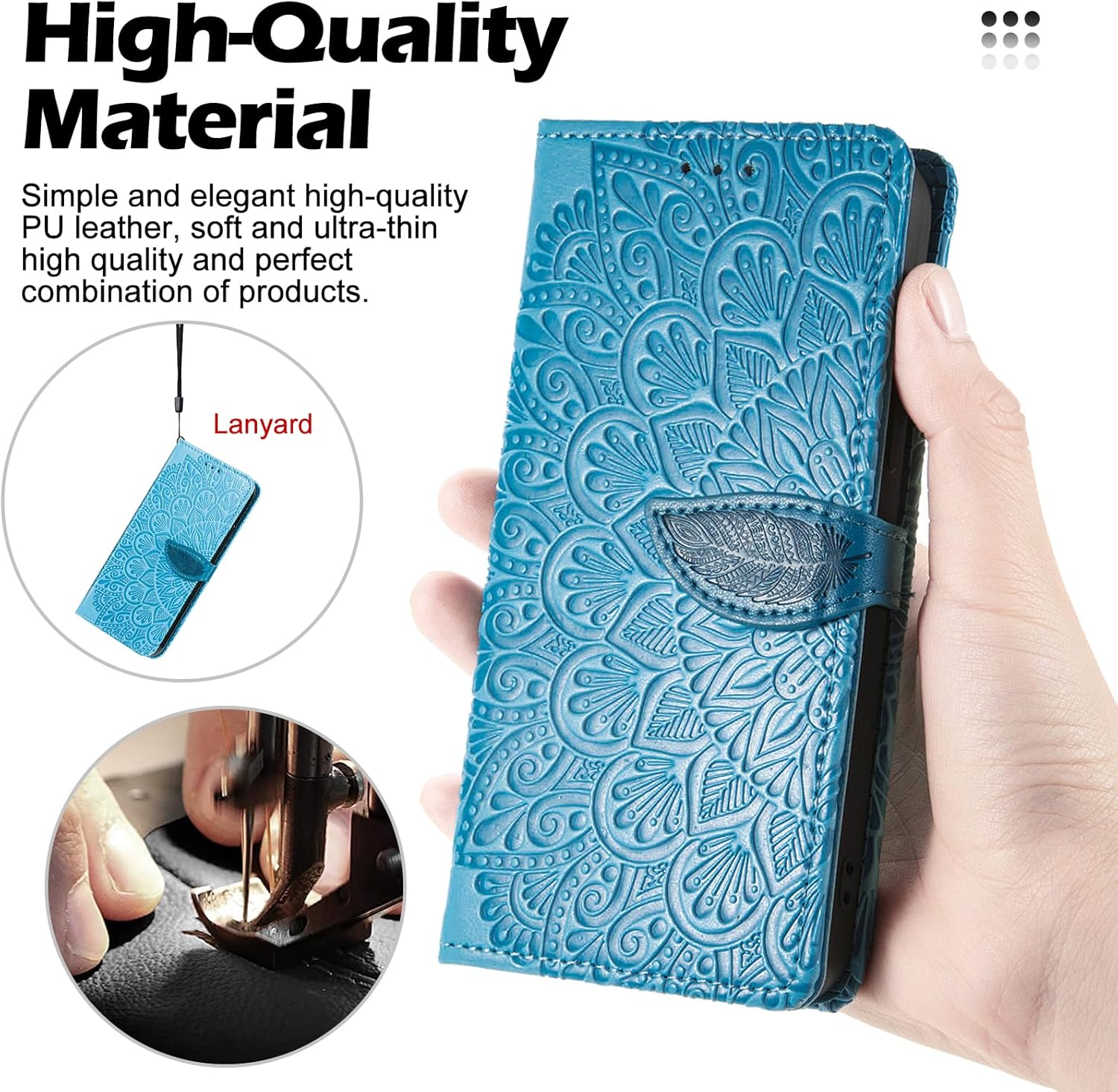 Funda compatible con Moto G Power 2022, de piel sintética, para mujeres y hombres, funda magnética con tarjetero para Moto G Power 2022, color azul