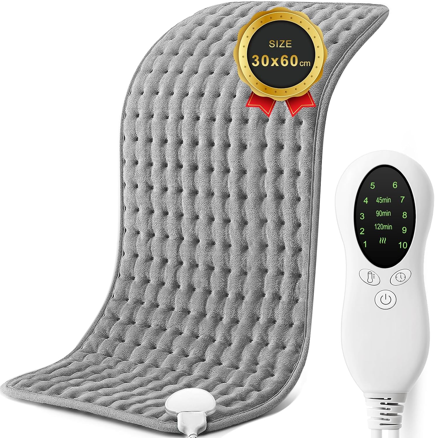 Almohadilla térmica, 10 ajustes de calor y 3 ajustes de temporizador con apagado automático, almohadilla de calefacción eléctrica para terapia de