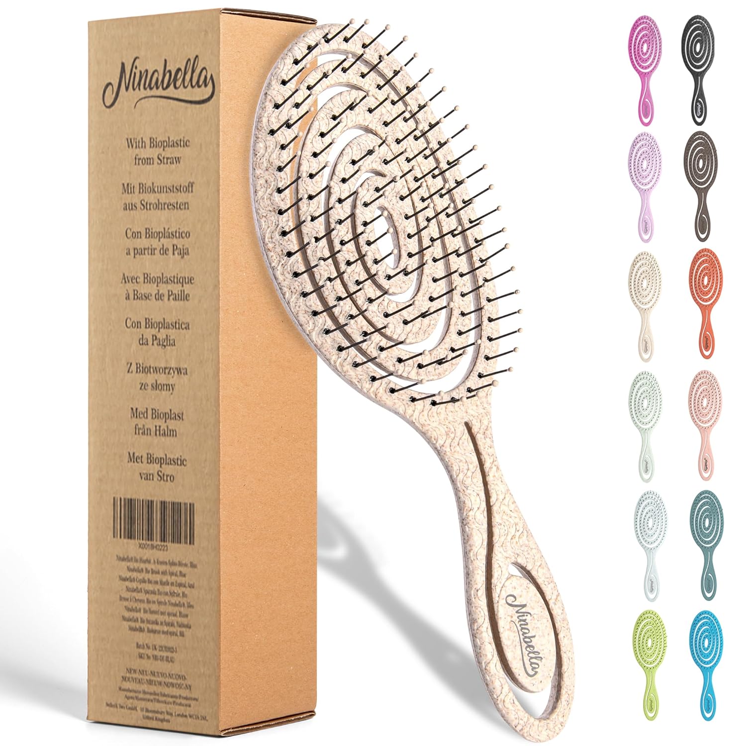Ninabella – Cepillo orgánico desenredante para el cabello para mujeres, hombres y niños, no tira del cabello, alisador de cabello para cabello liso,