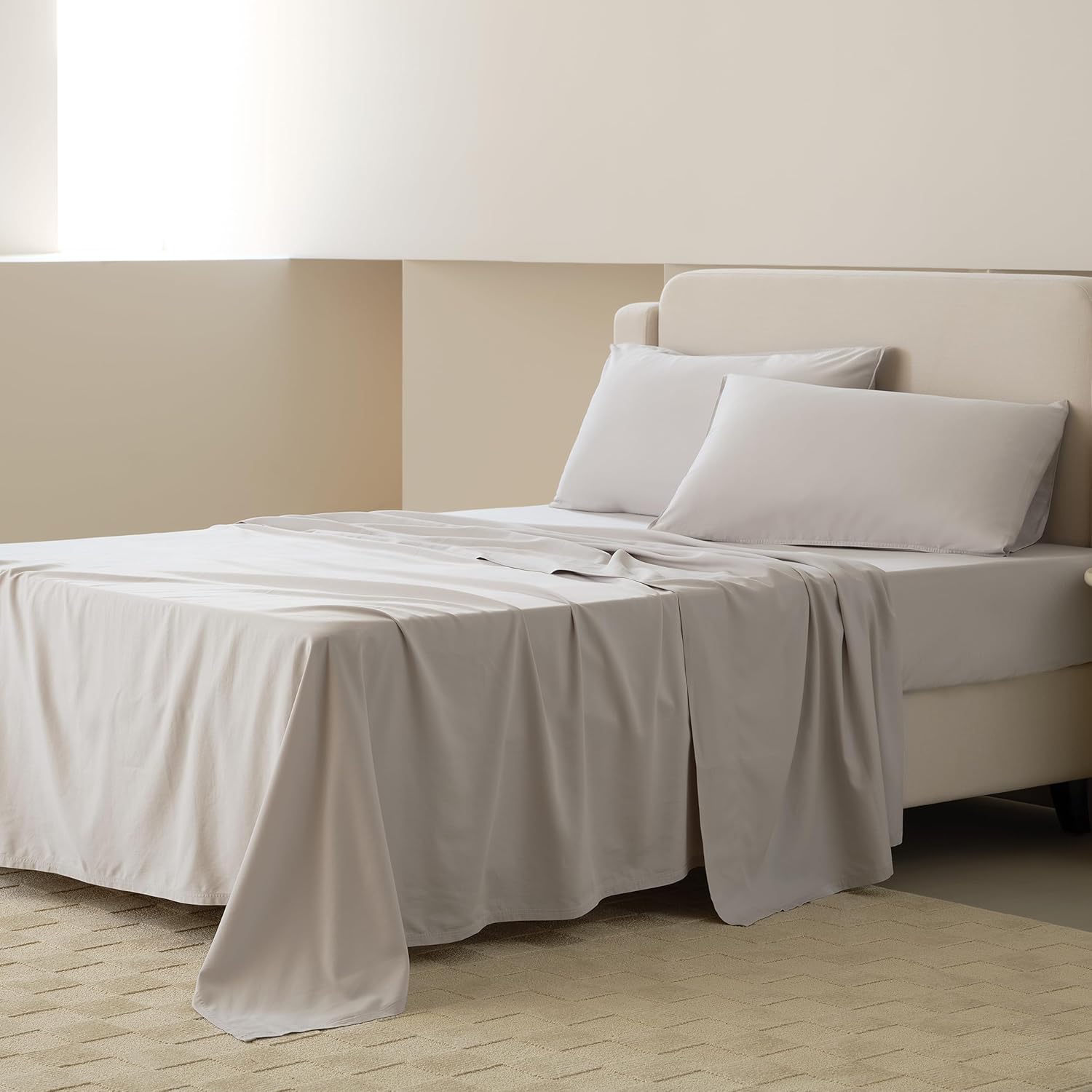 Juego de sábanas de algodón Tencel  Ganador del premio Good Housekeeping Award, juego de sábanas tamaño Queen refrescante, juego de ropa de cama de