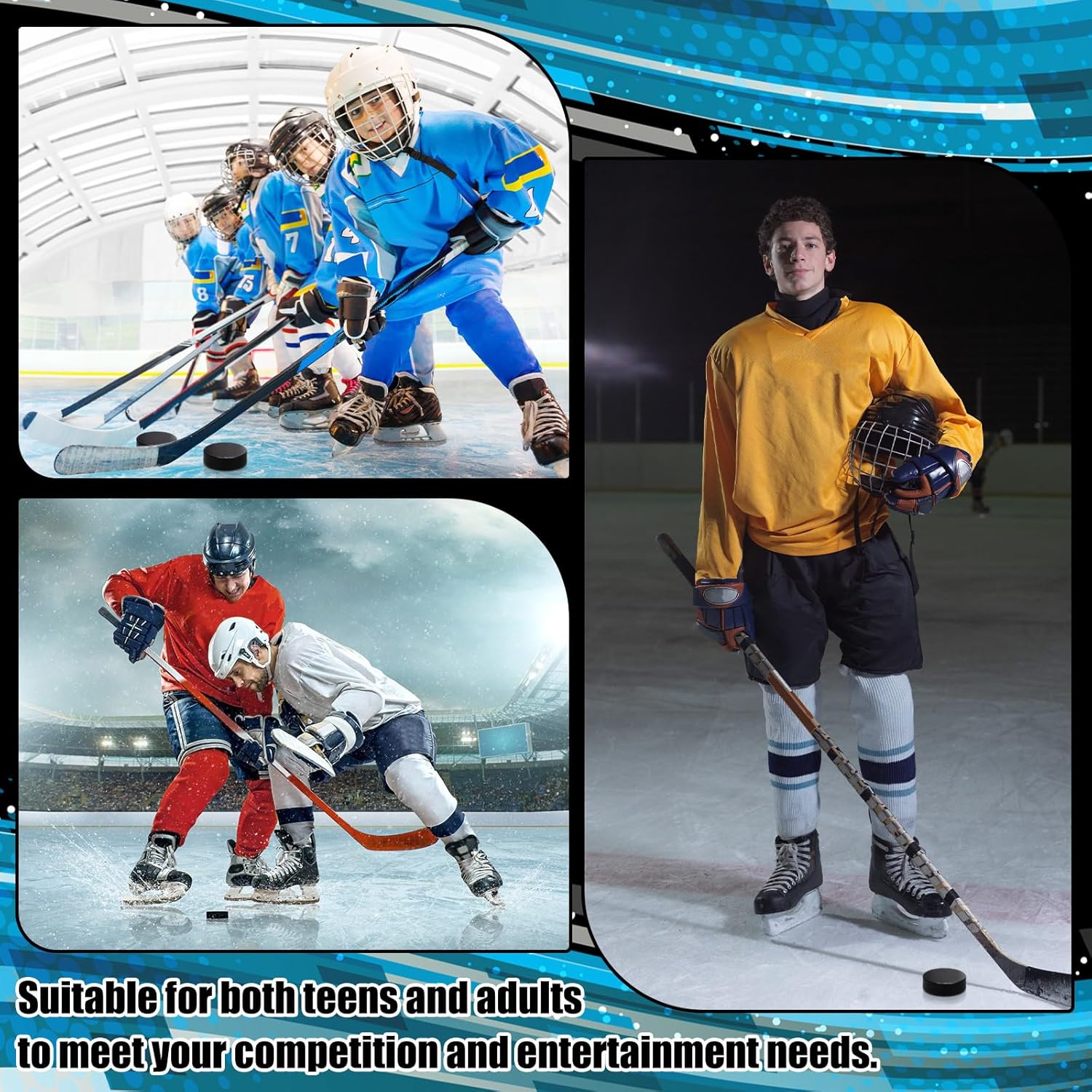 Liliful Discos deportivos de espuma de hockey sobre hielo de 3 pulgadas para practicar y entrenamiento clásico con bolsa de malla para uso en