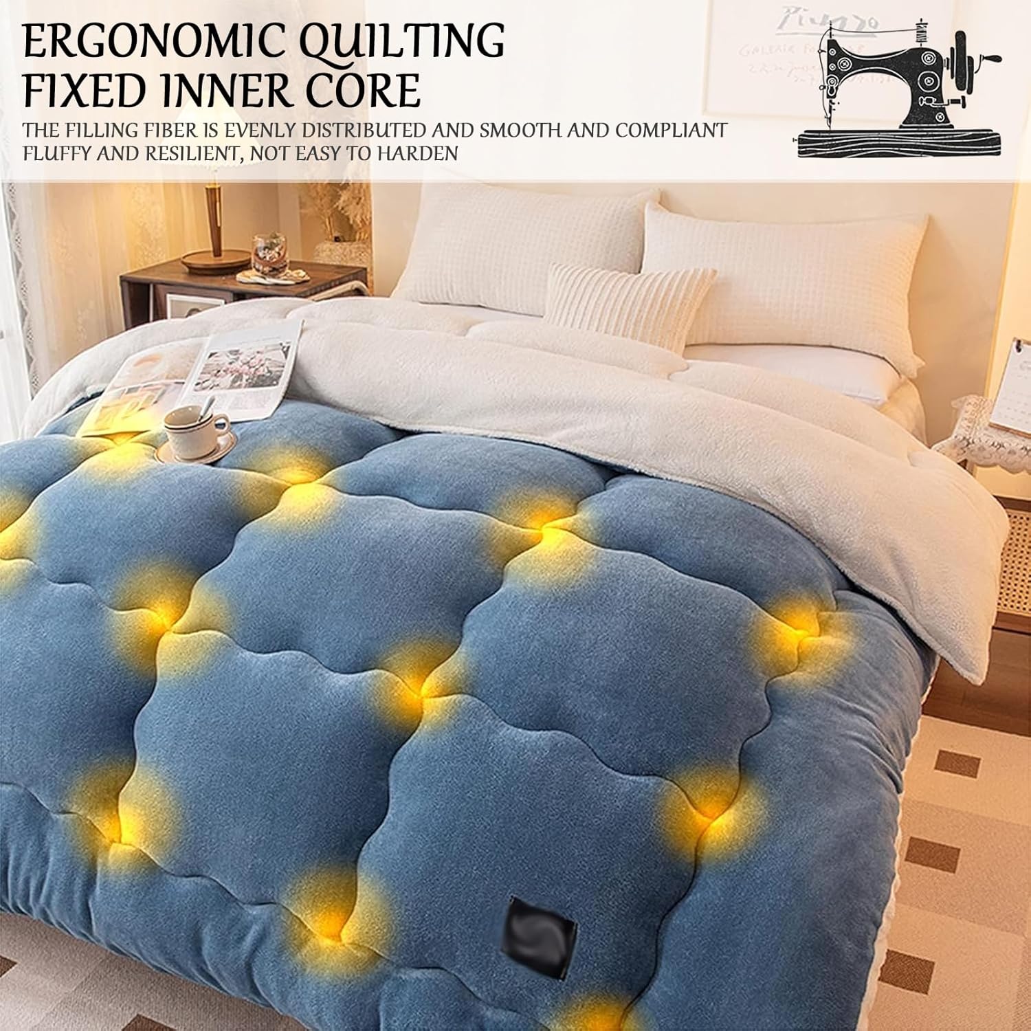 Edredón de invierno, edredón de plumón, edredón de cachemira, edredón grueso y cálido, edredón de invierno de tamaño doble para cama y sofá, tamaño