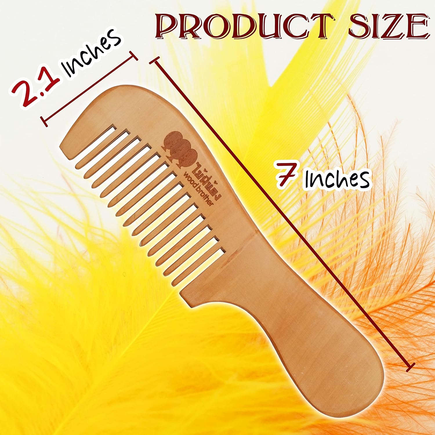 Peine de madera para barba, madera natural antiestática para peinar cabello húmedo o seco, rizado, grueso, ondulado o liso, ideal para la salud del