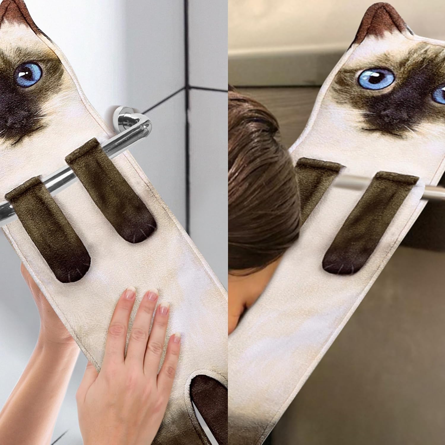 MewMix Toallas de mano de gato para cocina y baño  Lindos accesorios de decoración de gatos  Toalla de mano suave absorbente para colgar  Divertido