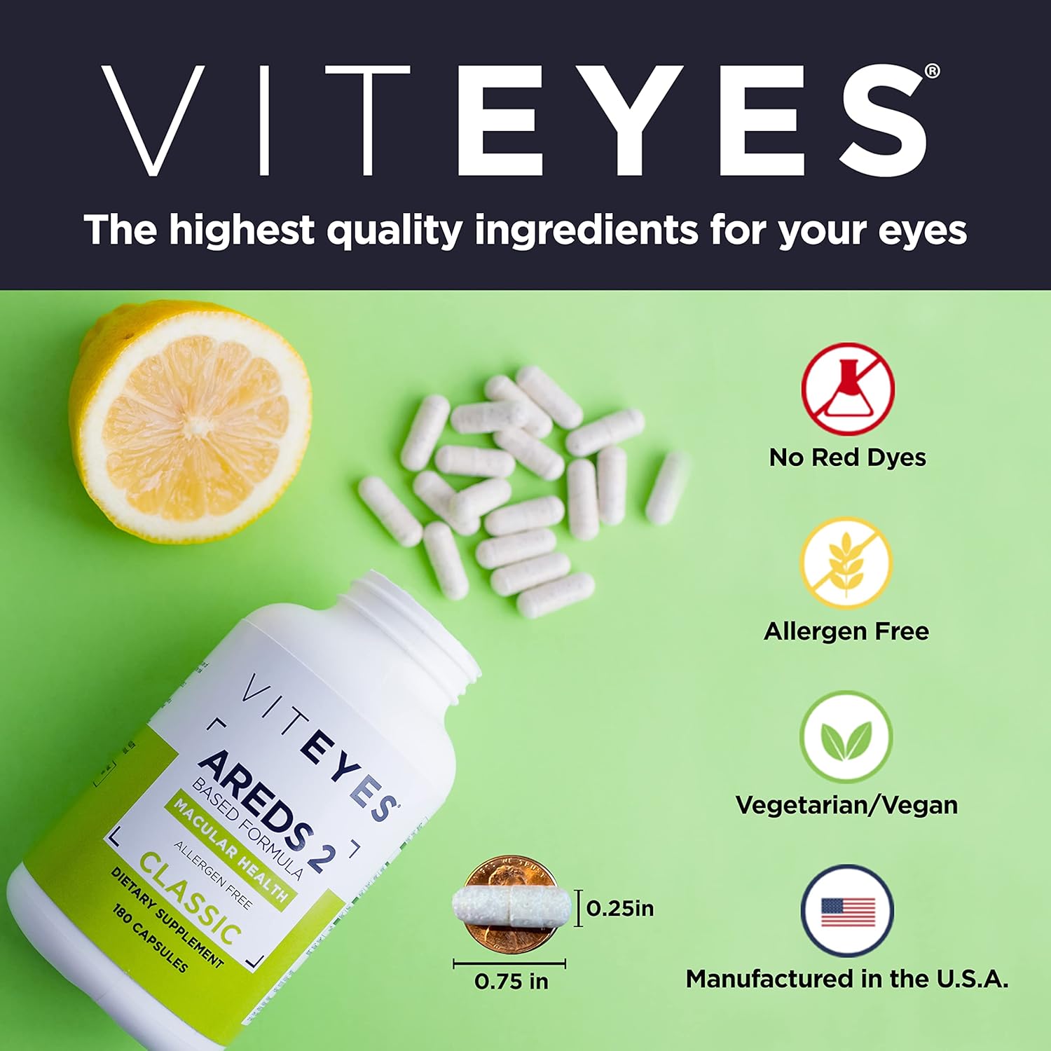 Viteyes AREDS 2 Cápsulas y Viteyes Multivitamínico AREDS 2 Companion, dosis diaria única de vitaminas oculares, suministro para 3 meses