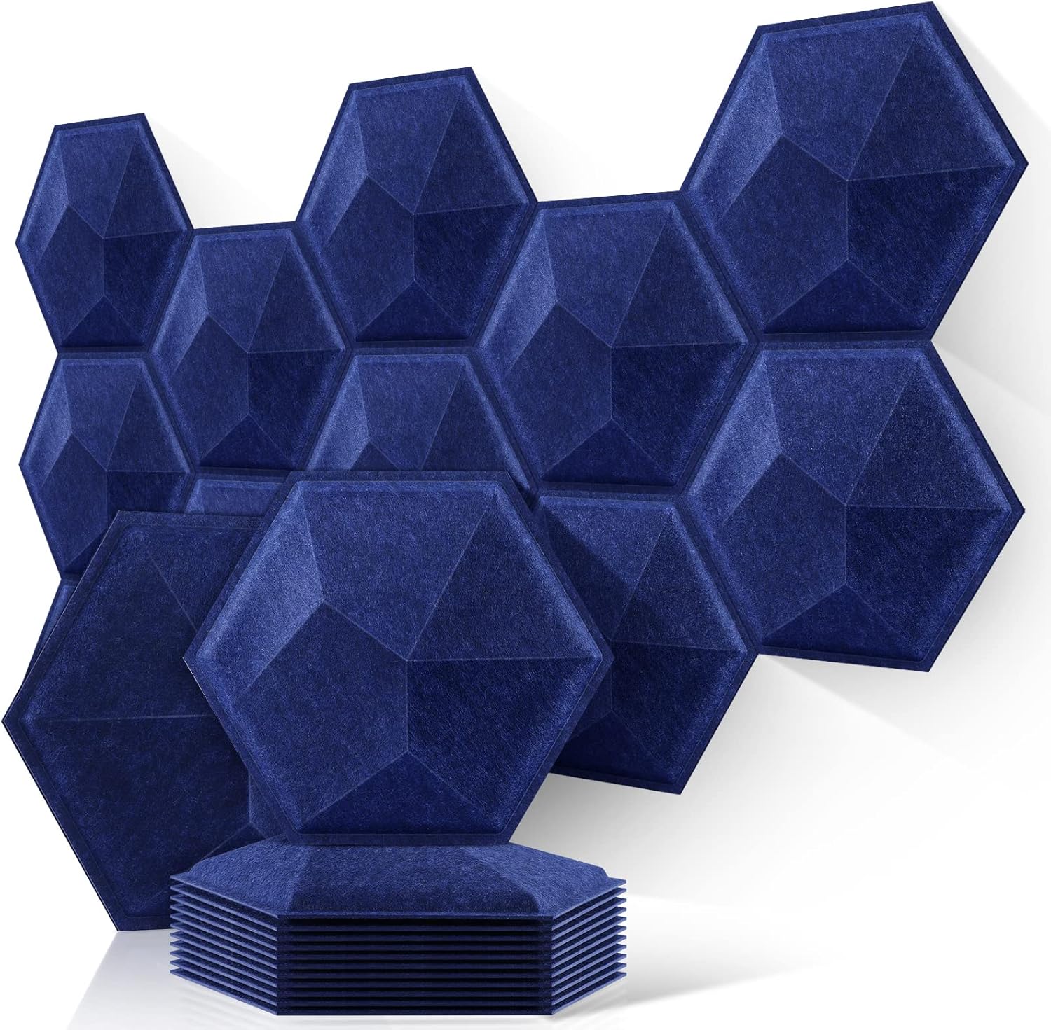 Paquete de 12 paneles acústicos hexagonales 3D, paneles acústicos de 14 x 14 x 0.2 pulgadas, paneles acústicos de pared, paneles de pared