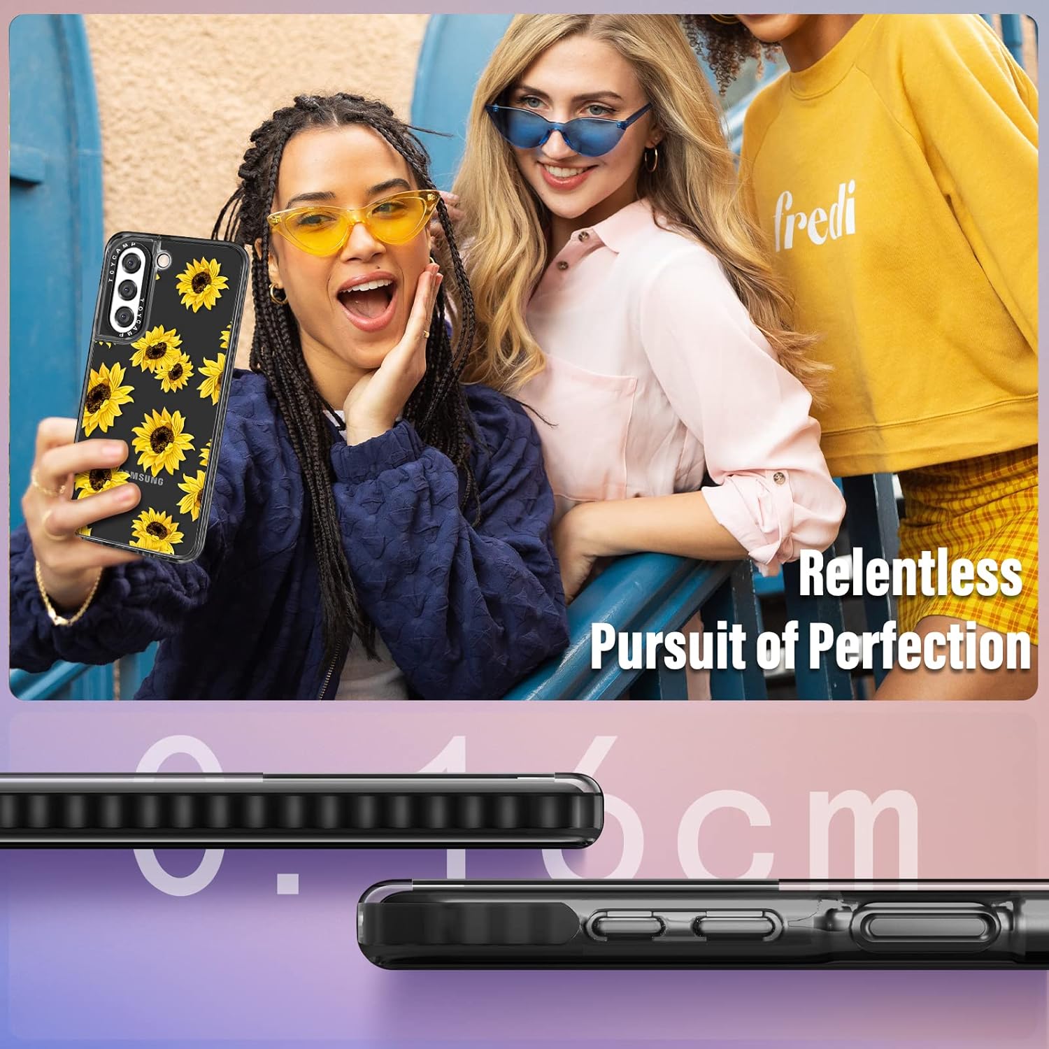 Toycamp Funda para Samsung Galaxy S21 FE 5G para mujer, diseño femenino de girasol, bonito diseño floral de flores, para niñas y adolescentes, (6.4