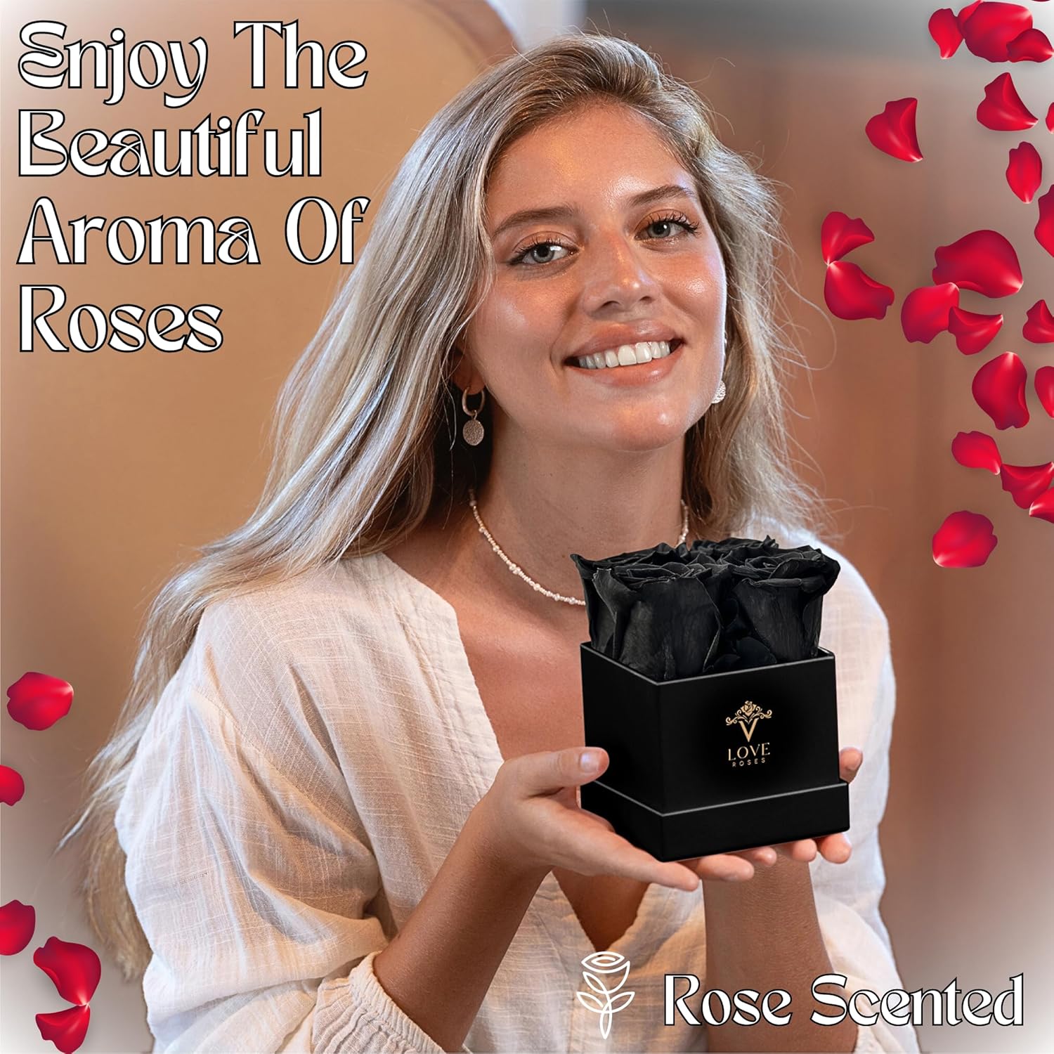VLove Rosas preservadas para siempre en una caja, rosas eternas reales que duran más de un año, flores preservadas naturalmente, regalos perfectos