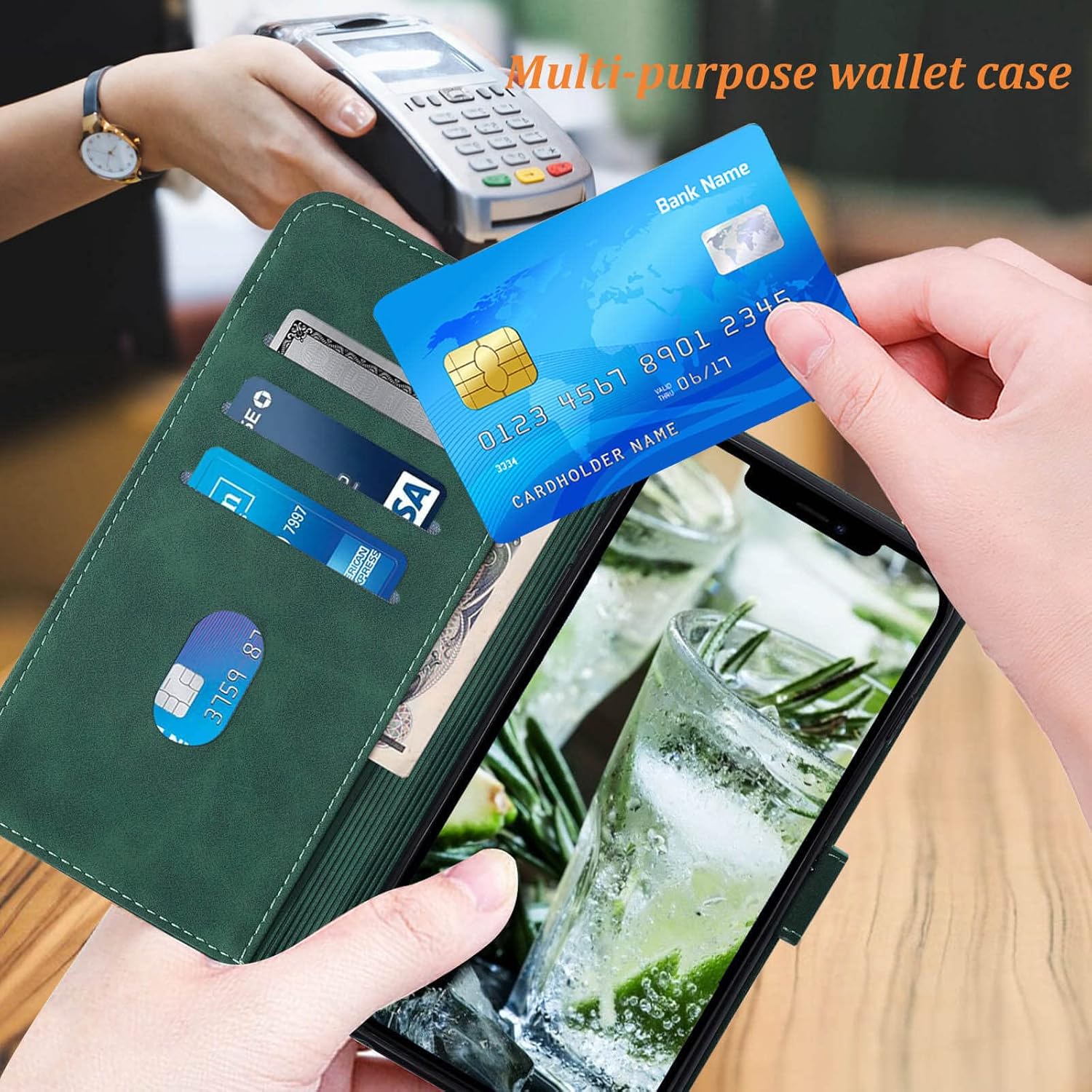 Moment Dextrad Funda tipo cartera para iPhone 13iPhone 14, función atril, correa de muñeca, ranuras para tarjetero, funda protectora interior de