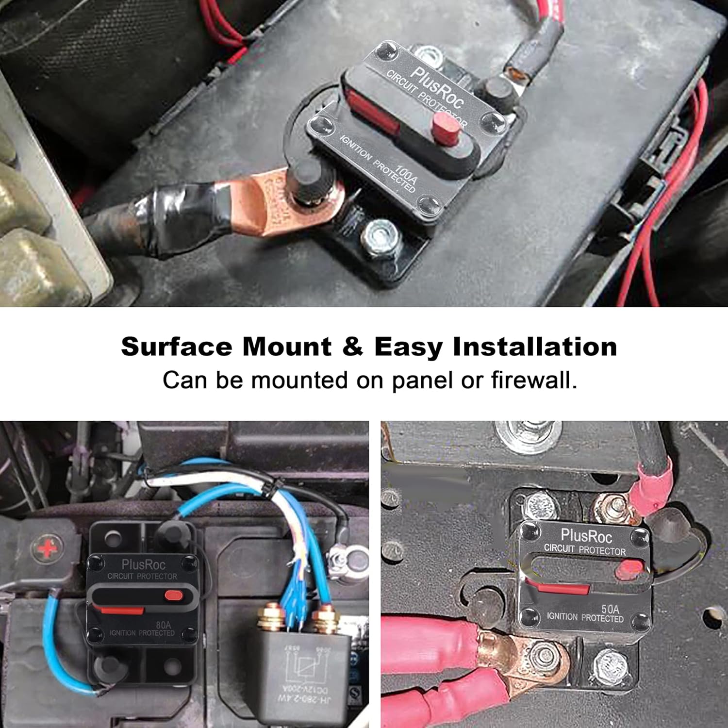 PlusRoc Disyuntor de amplificador con interruptor de reinicio manual para motor de arrastre de barco, remolque, camión, vehículo RV