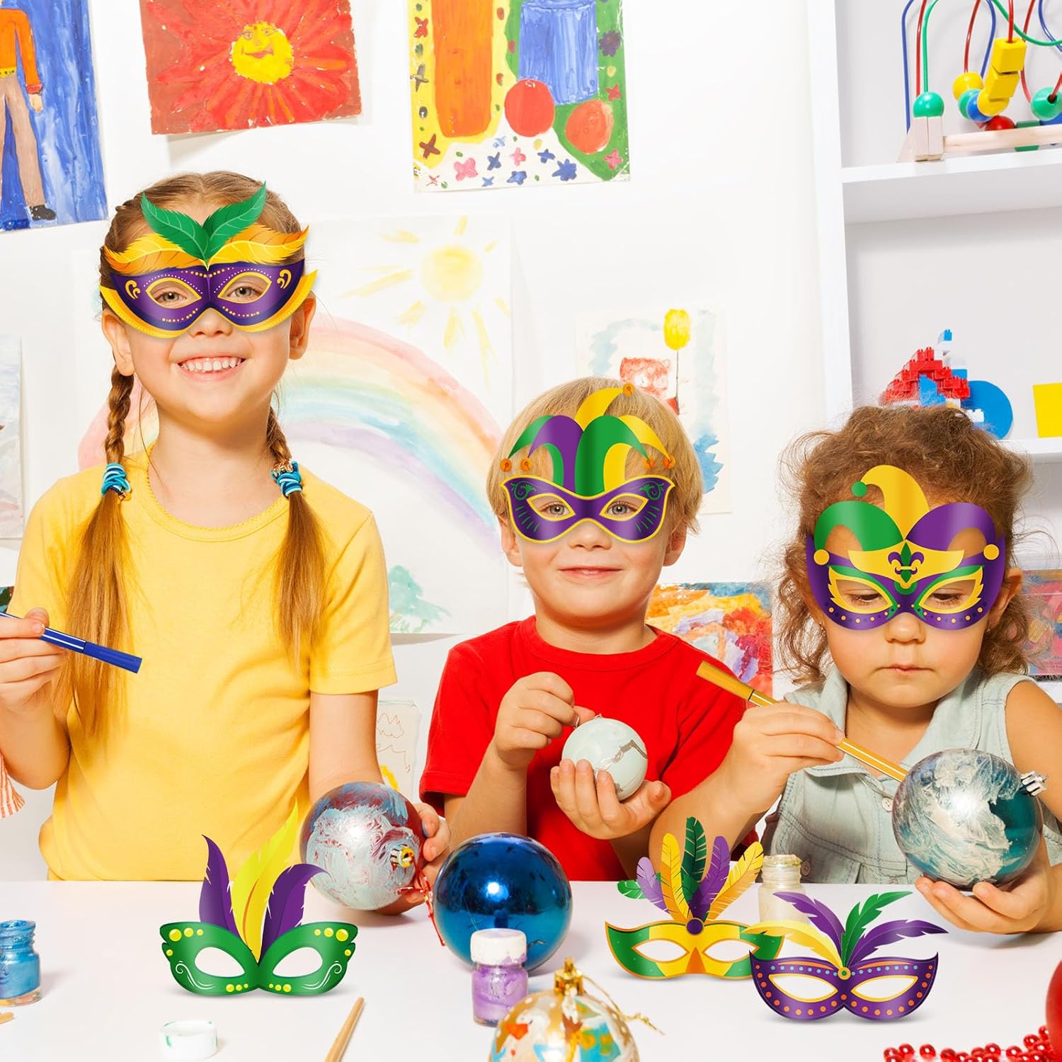 16 máscaras de Mardi Gras DIY Carnaval para colorear, máscara de papel para fiesta de mascarada, máscara de papel con bolígrafos para actividades de