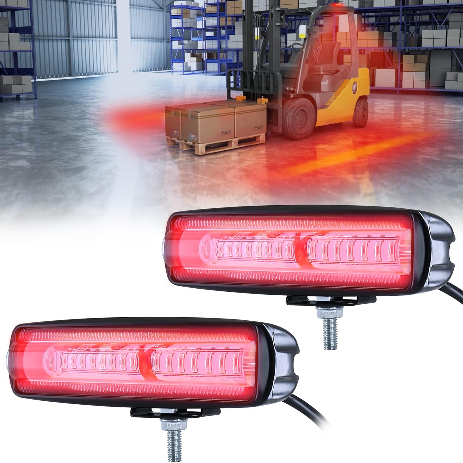 15 luces LED de seguridad para carretilla elevadora, color rojo, 30 W, CC, 12-80 V, luces de advertencia de almacén, luces de seguridad para