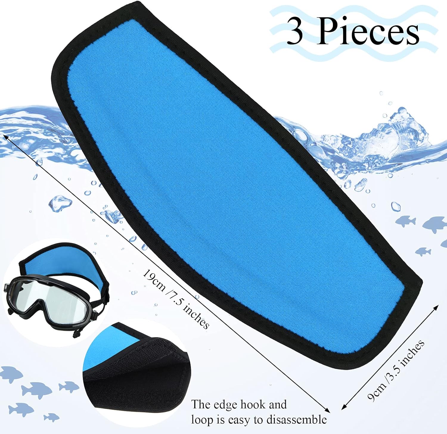 Skylety 2 piezas de correa para máscara de buceo y natación con cierre de gancho y bucle, protector de cabello para máscaras de buceo y esnórquel