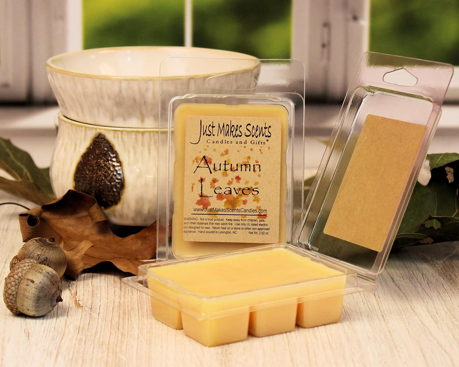 Just Makes Scents Paquete de 2  Cera de soja perfumada con hojas de otoño