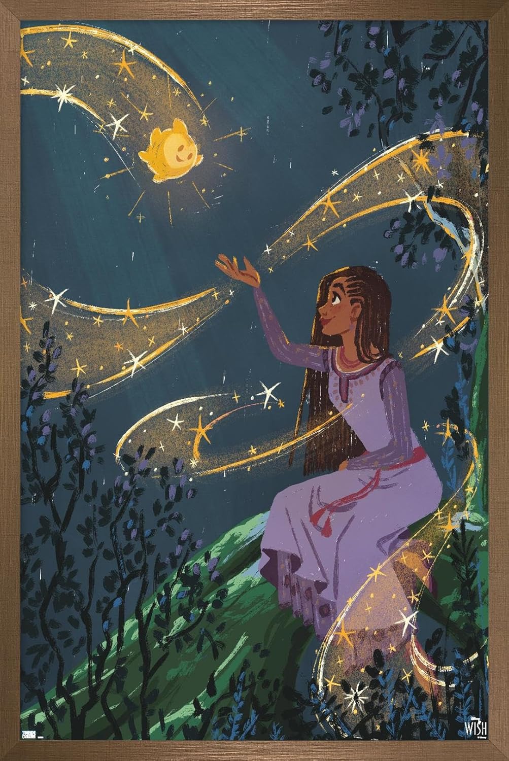 Trends International Disney Wish – Póster de collage 2 (Asha & Star), póster de pared, 22.37 x 34.00 pulgadas, versión enmarcada en bronce