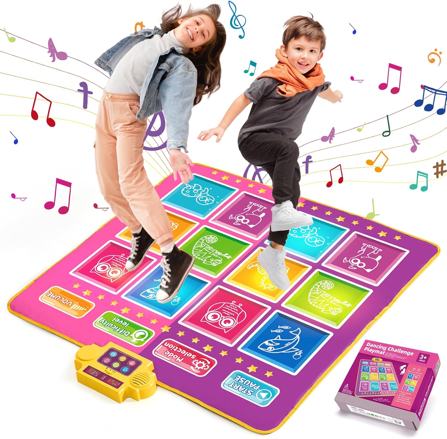Juguetes de tapete de baile, regalo para niños y niñas de 3 a 12 años, tapete de baile de doble jugador, almohadilla electrónica con 12 botones