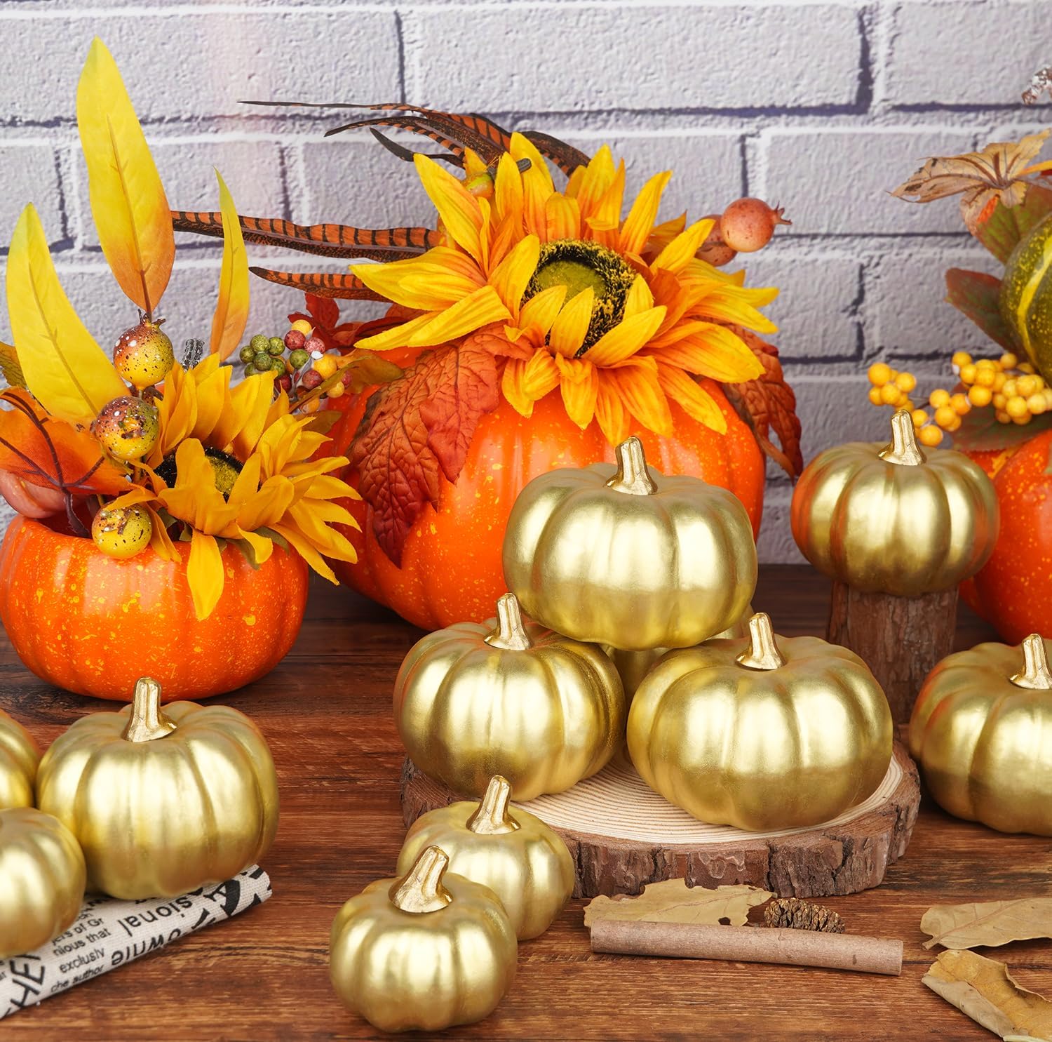 Artmag Calabazas artificiales a granel, 12 unidades de varios tamaños de cosecha, calabaza de espuma falsa para otoño, otoño, Halloween, fiesta en