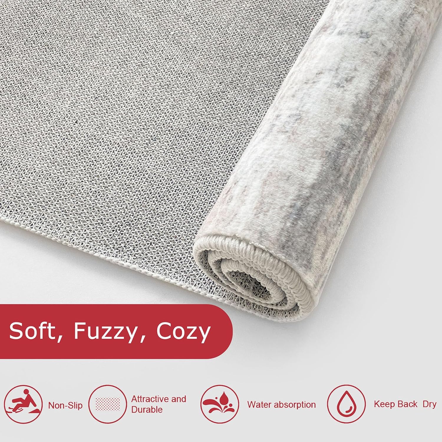 KOZYFLY Alfombra de área moderna de 3 x 5 pies, color degradado, alfombra lavable para dormitorio, antideslizante, suave, resistente a las manchas,