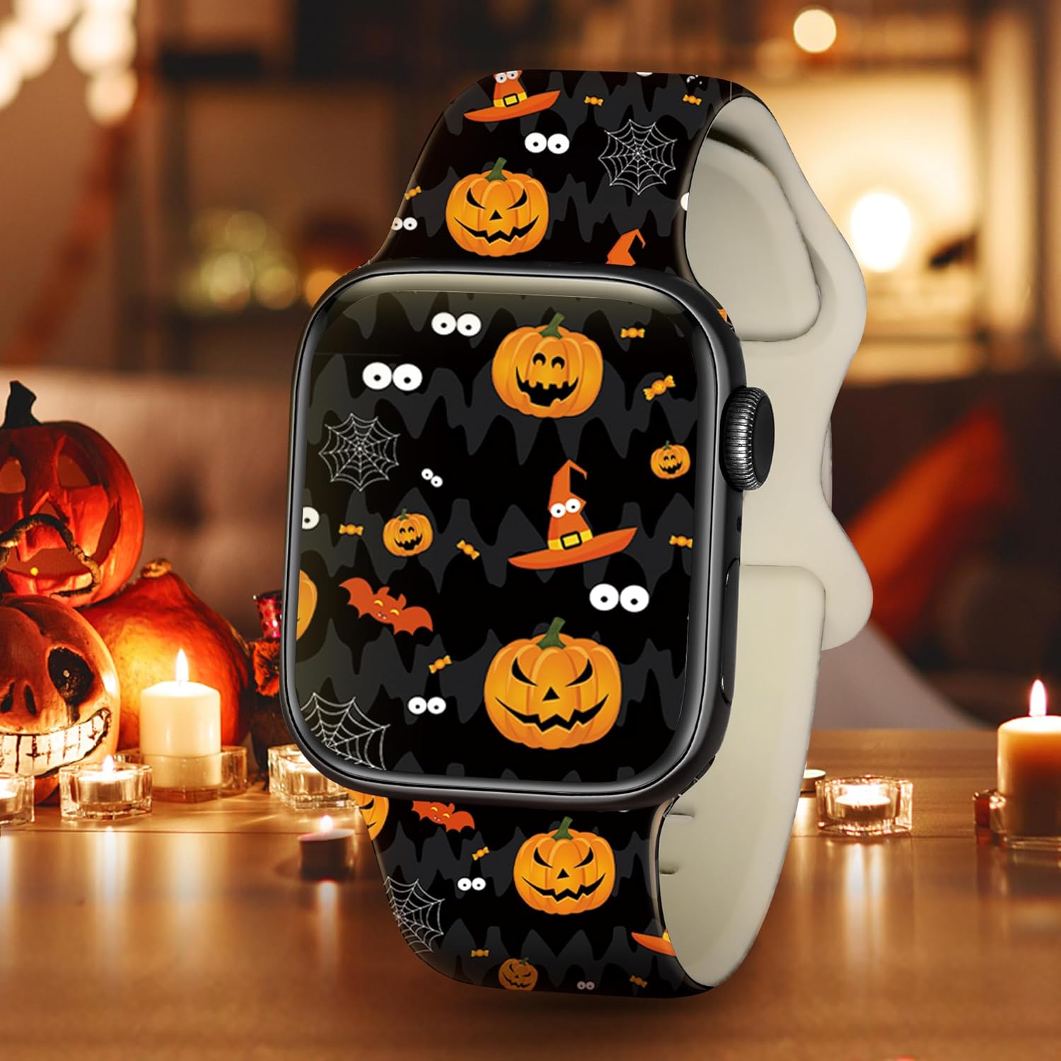 Paquete de 2 correas de Navidad de Halloween compatibles con Apple Watch de 1.614 in 1.575 in 1.496 in iWatch SE Series 9 8 7 6 5 4 3 2 1 para