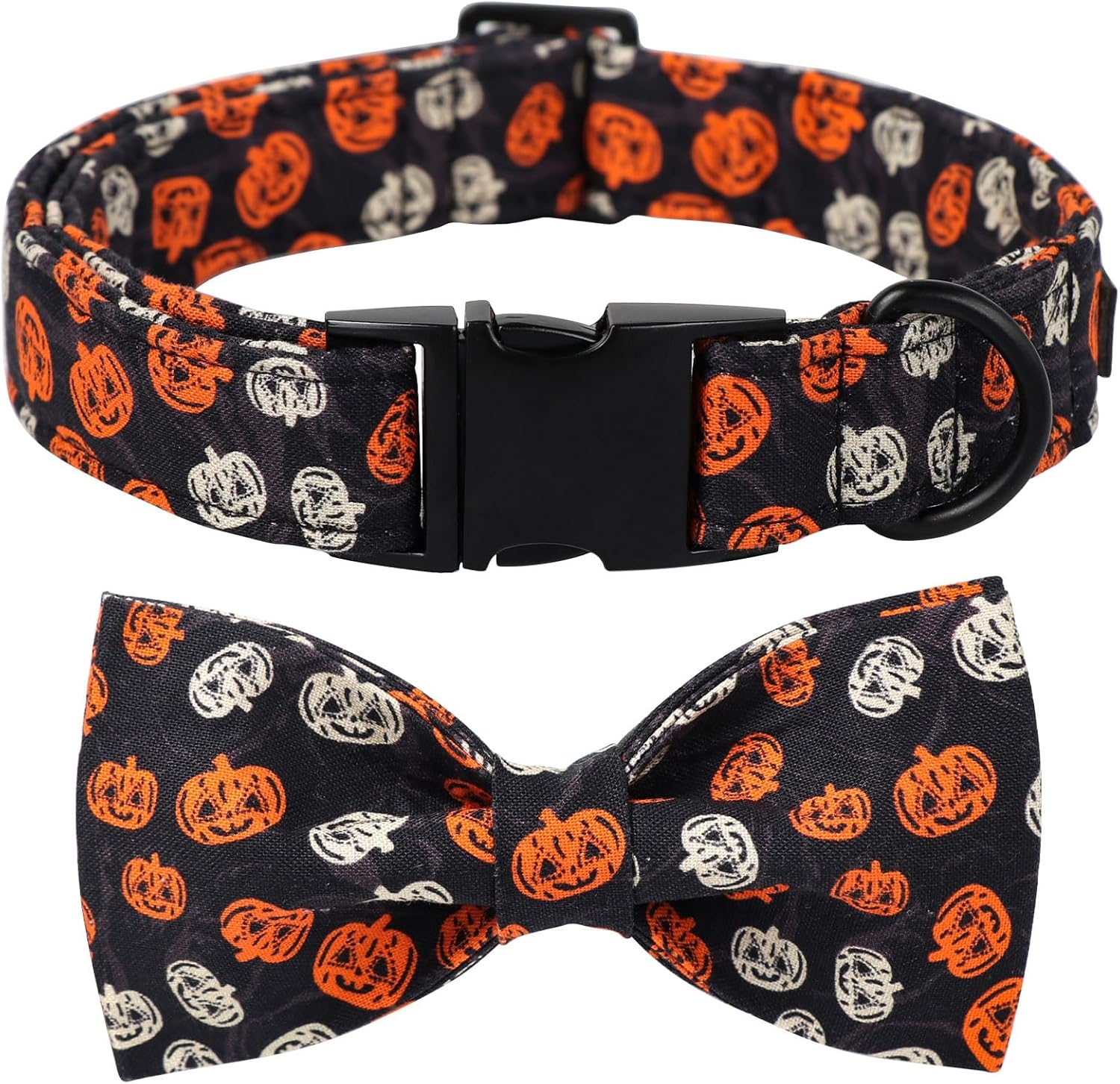 Lionet Paws Collar de moño para perro de Halloween, lindo collar de algodón ajustable para perro con corbatín para perro pequeño, mediano y grande,