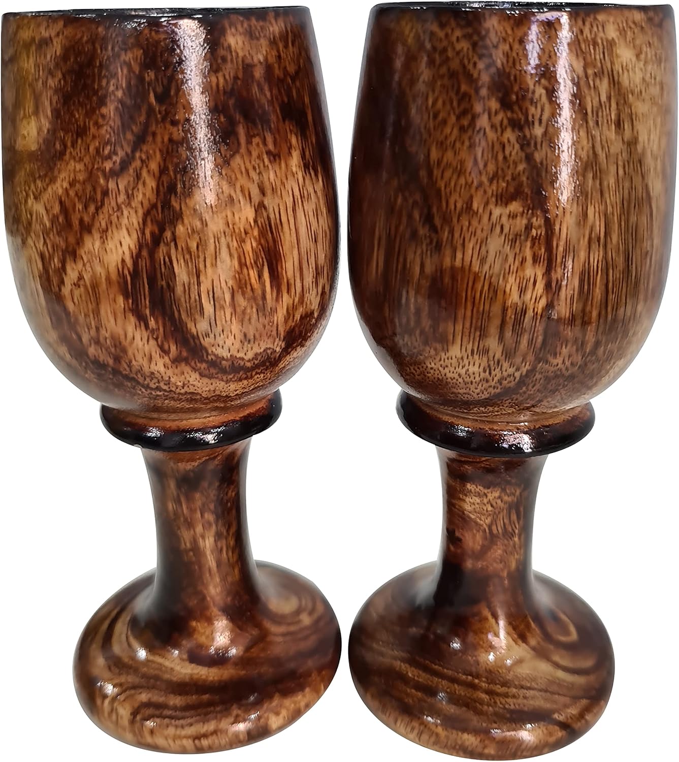 collectiblesBuy Juego de 2 copas de vino de madera rústica vintage, cáliz de madera, ecológica, para bar