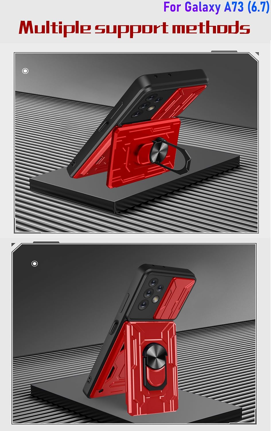 LMDAMZ Funda tipo cartera para Galaxy A73 (5G), ranura para tarjeta de crédito, diseño portátil, resistente, doble capa acolchada, protección de