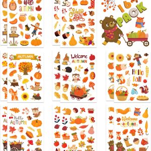 16 hojas de calcomanías de Acción de Gracias, calcomanías de otoño para niños, hojas de arce de otoño, calcomanías de lindas calcomanías de 16 hojas de calcomanías de Acción de Gracias, calcomanías de otoño para niños, hojas de arce de otoño, calcomanías de lindas calcomanías de