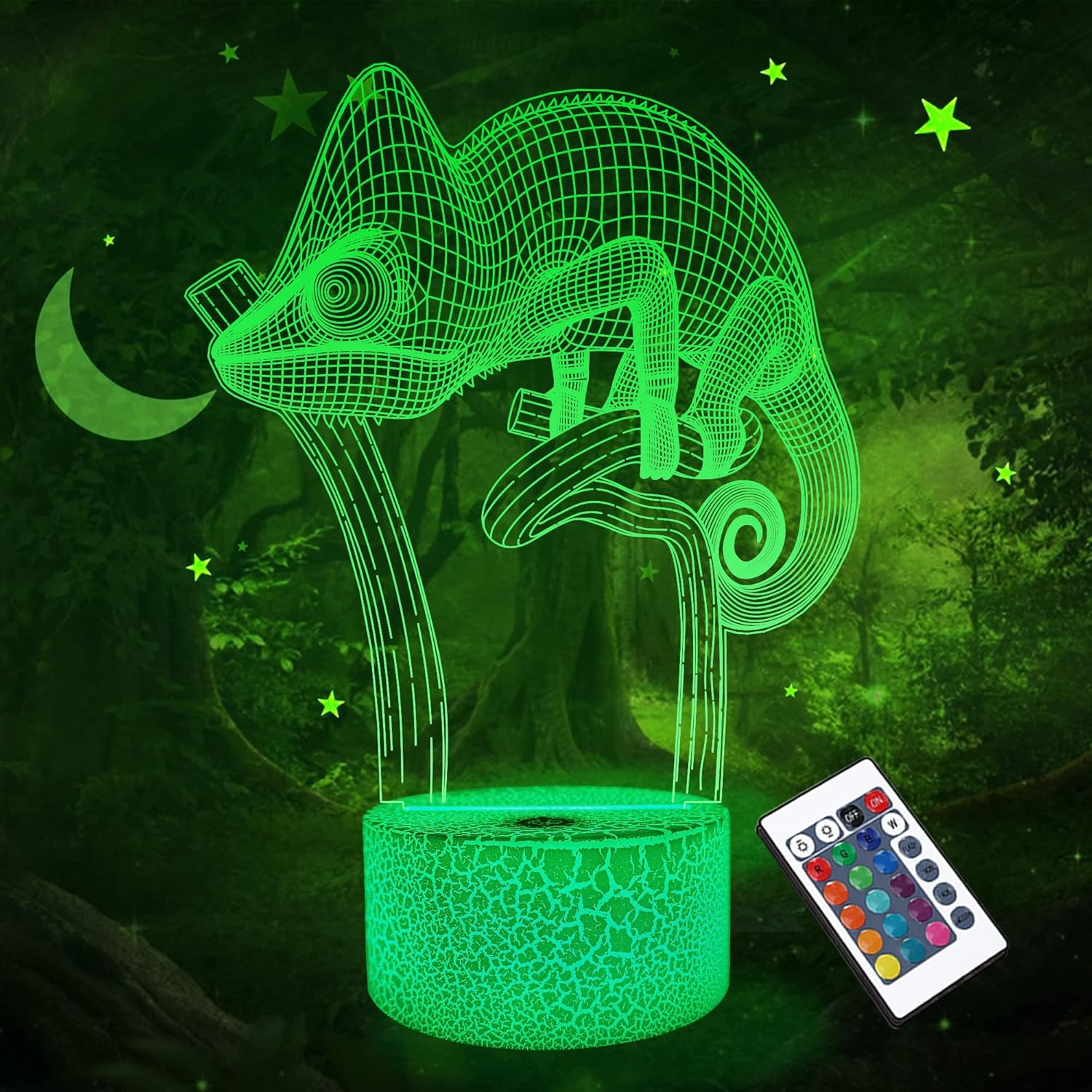 FULLOSUN Camaleón – Lámpara LED de proyección de lagarto 3D, luz nocturna para habitación de bebé, decoración del hogar, regalos de cumpleaños de