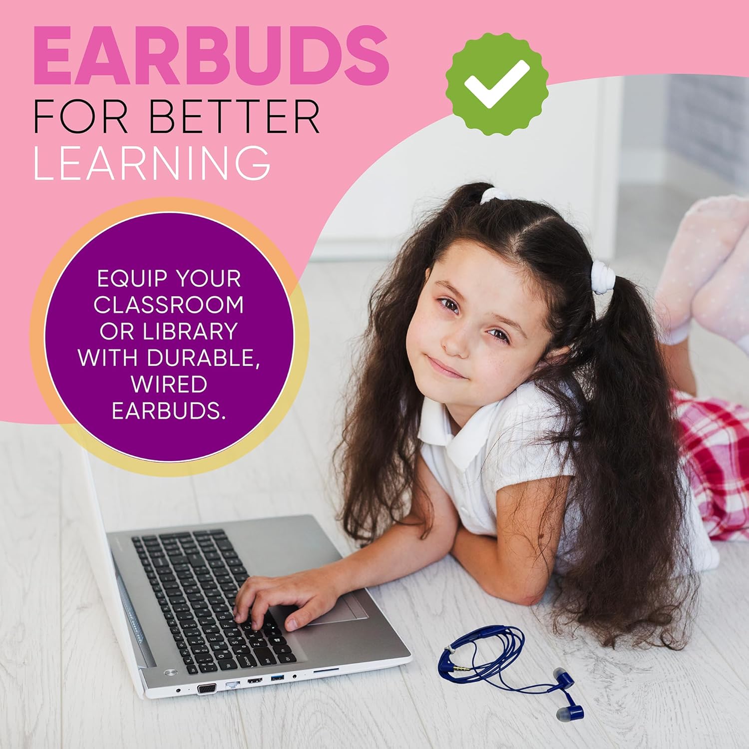 Paquete de 20 auriculares con micrófono multicolor para niños, empaquetados individualmente, auriculares desechables con micrófono, ideales para