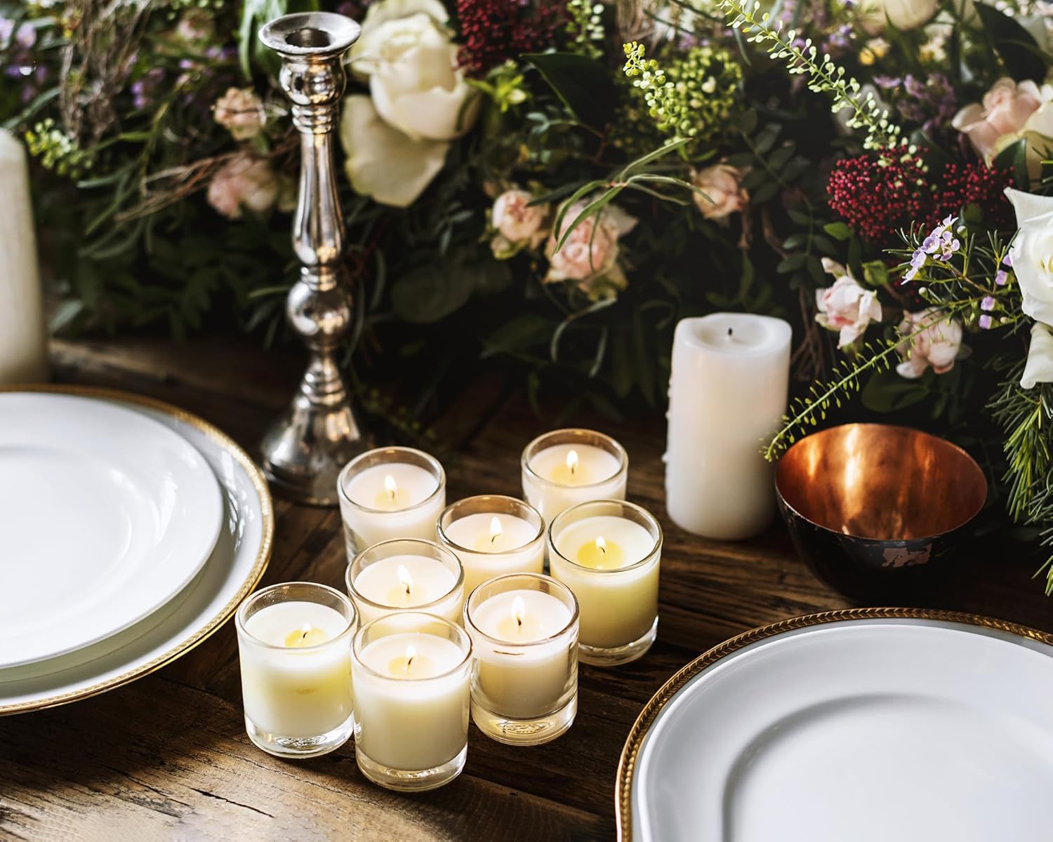 Juego de 4 velas votivas blancas, velas de cera de soja sin perfume rellenas de vidrio transparente para decoración del hogar, bodas, spa,