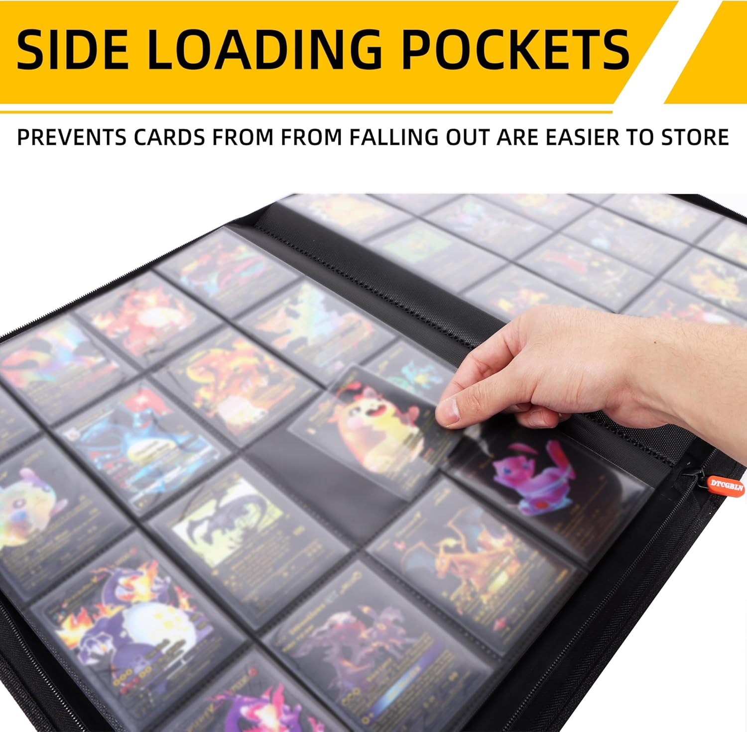DTCGBIN Carpeta de alta calidad para tarjetas coleccionables de Pokémon, con capacidad para más de 1000 tarjetas, carpeta de carga lateral sin