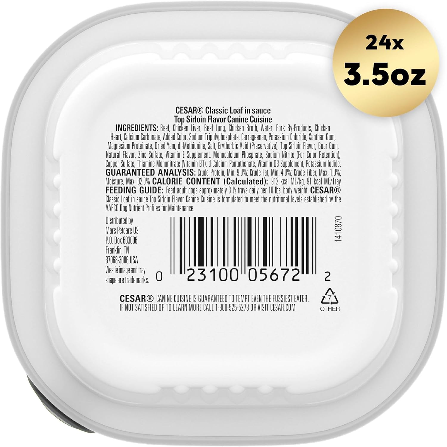 CESAR Classic Loaf – Alimento húmedo para perros, juego de 24 bandejas en salsa gourmet